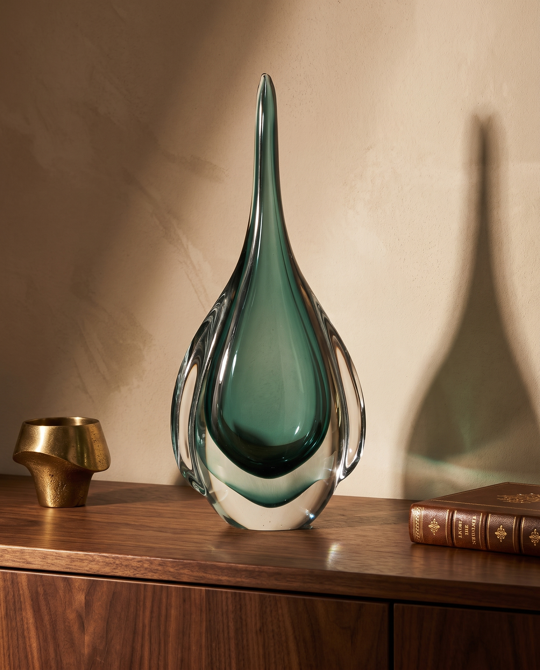 Luminous Drop Retro Cyan Crystal Decor