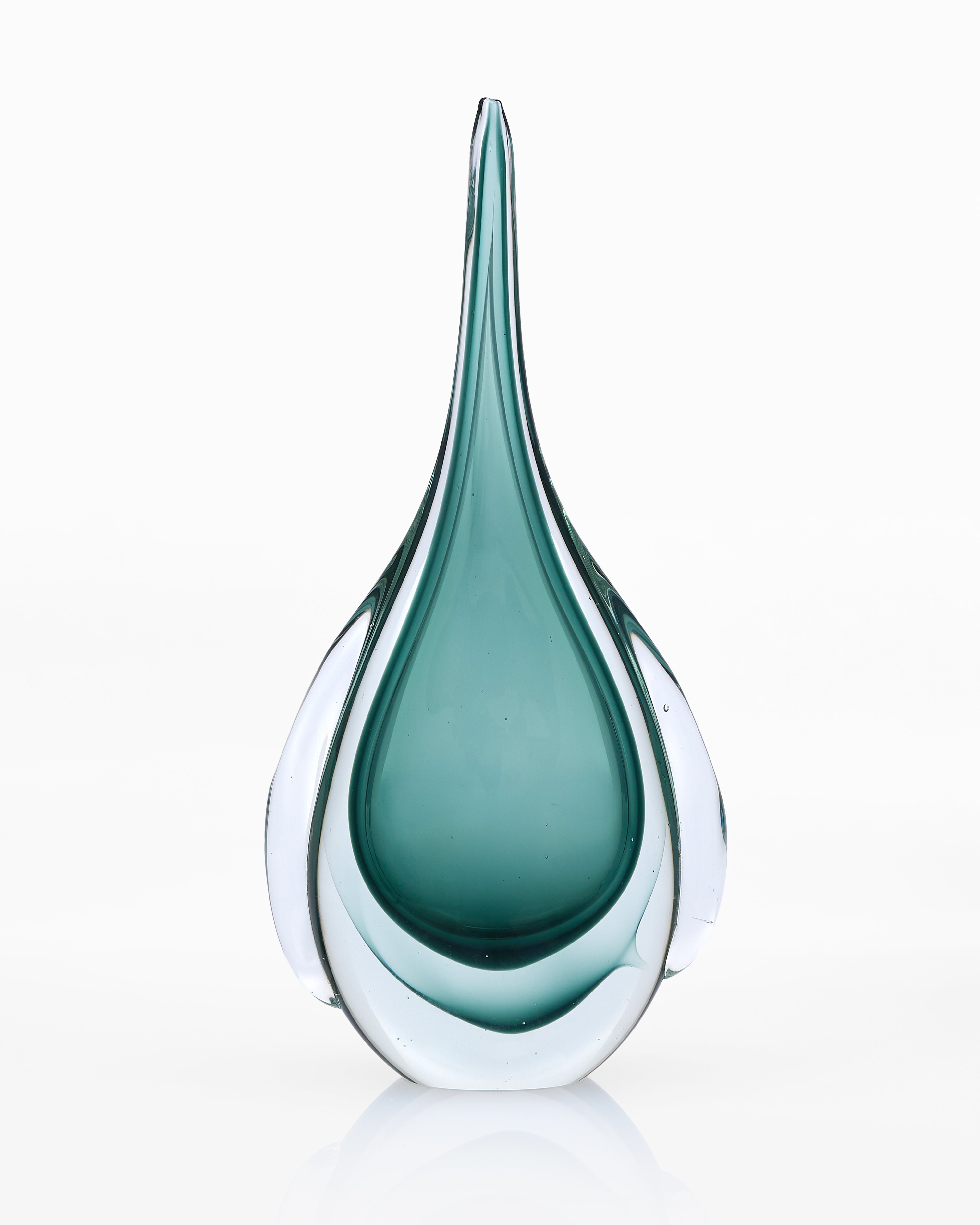 Luminous Drop Retro Cyan Crystal Decor