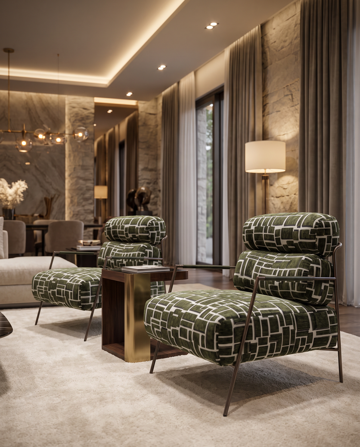 Merlot Armchair - Army Green