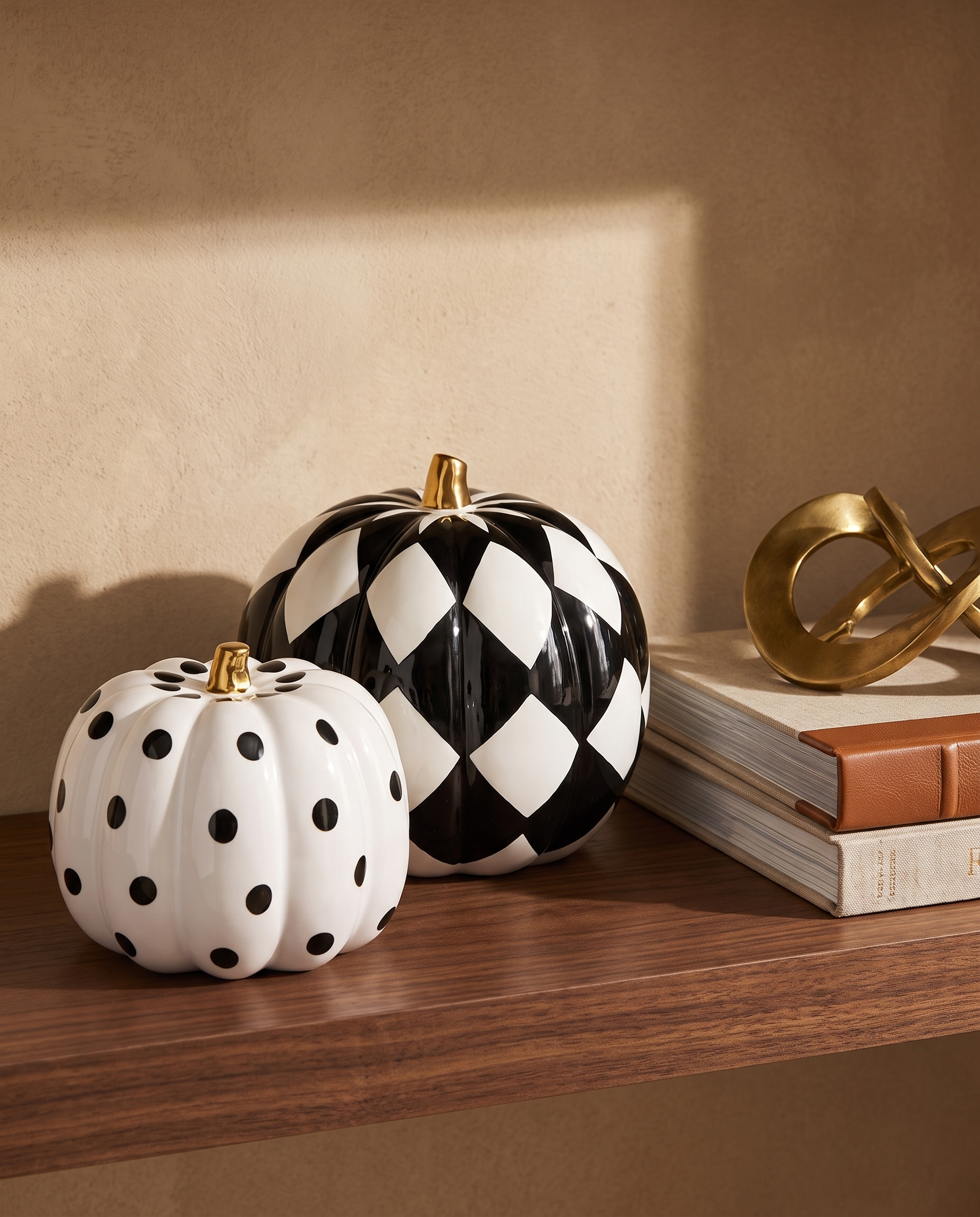 Monochrome Courtly Ceramic Pumpkins Decor