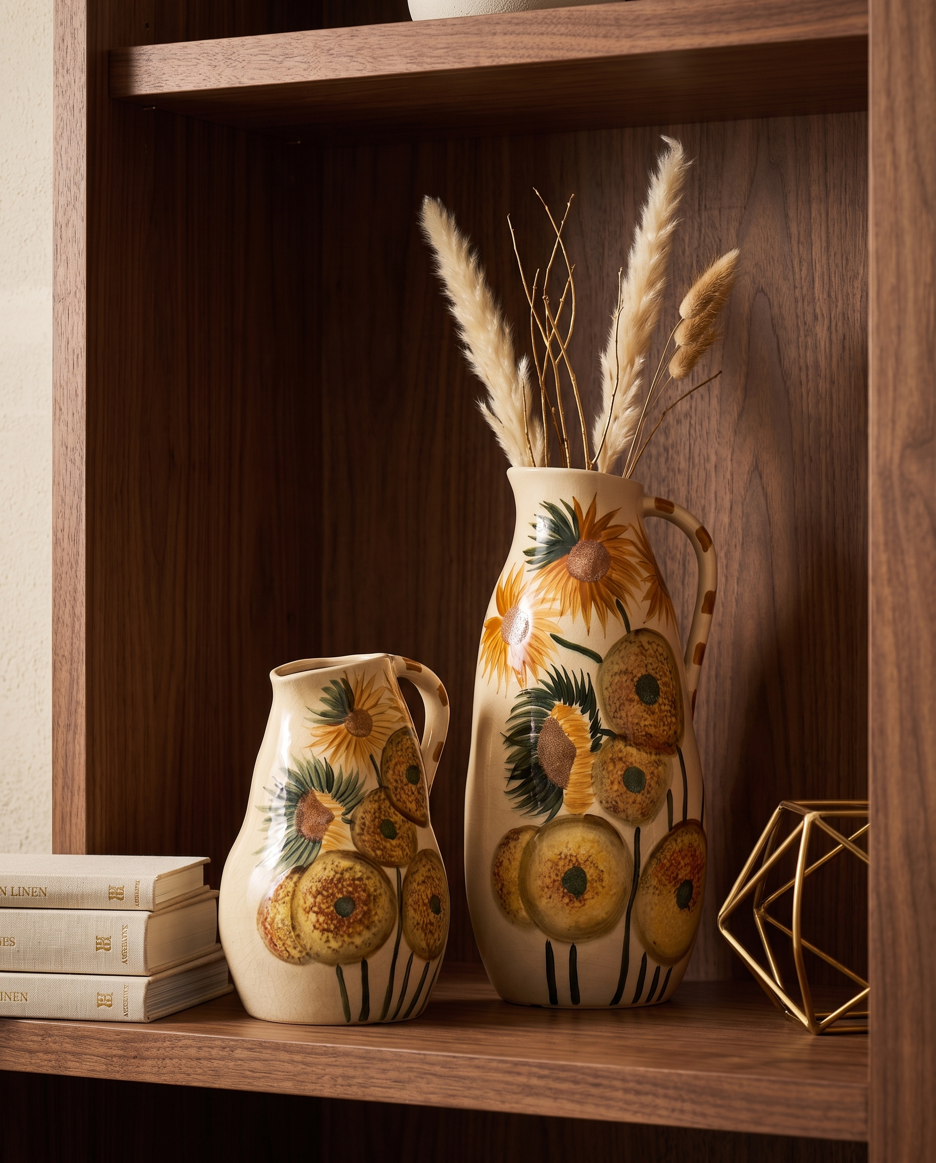 Ochre Coneflower Floral Jug Vases