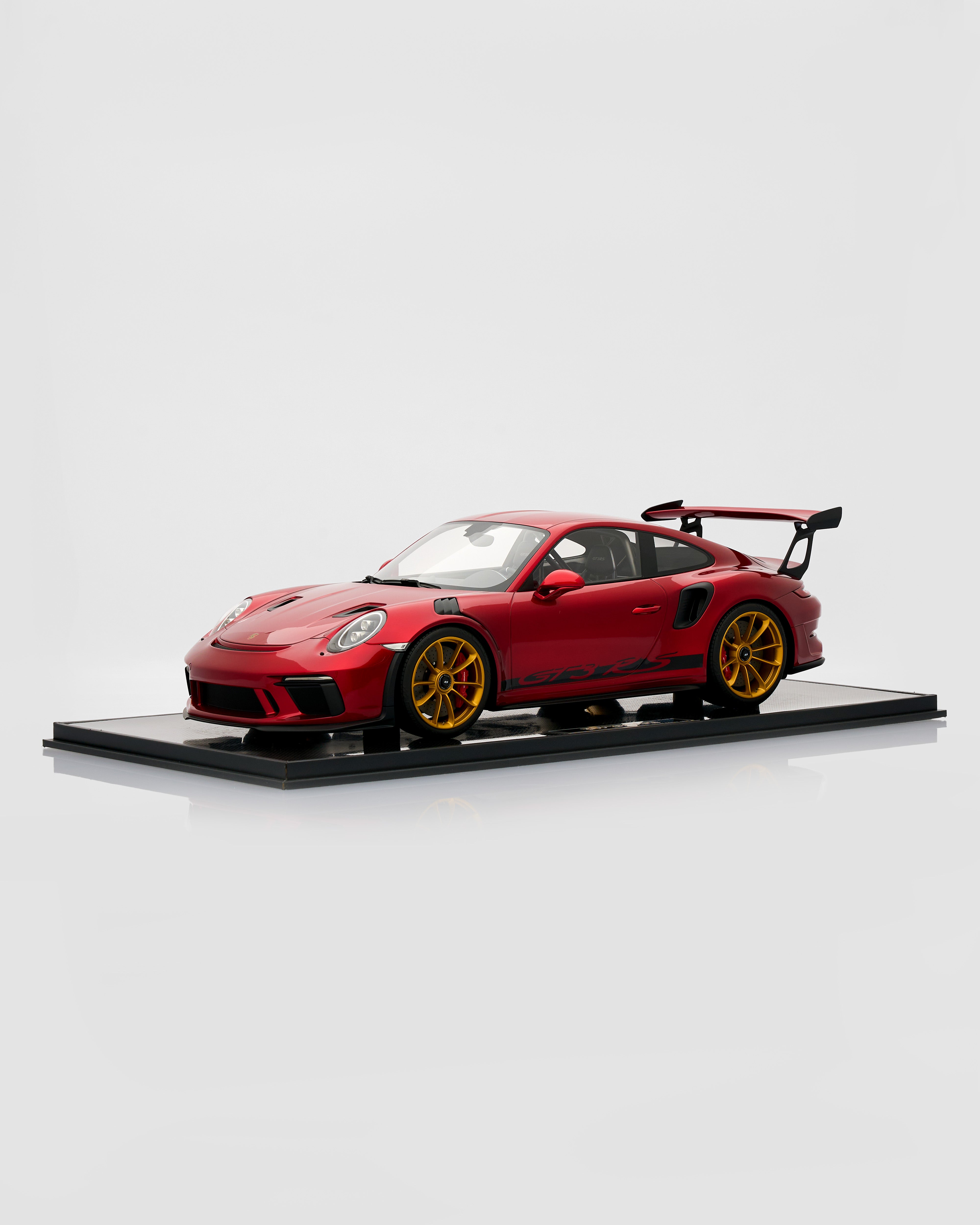Porsche 911 GT3RS Guards Red sports car model on a white background