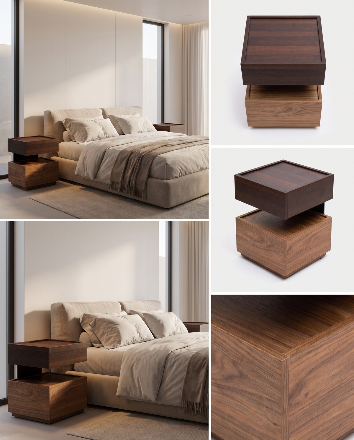 The Levitt Nightstand Bedside Table(Set of 2)
