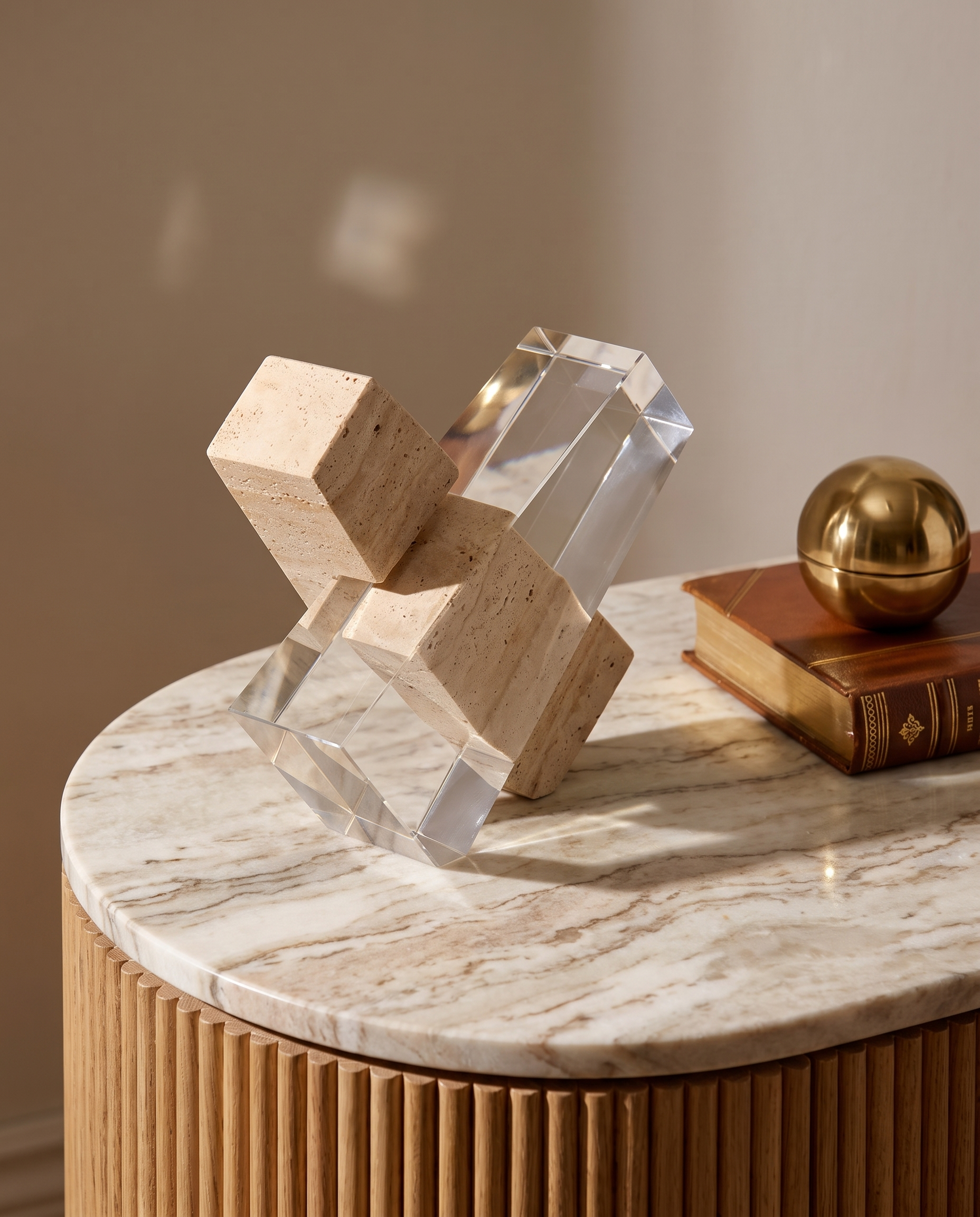 The Obelisk Balance Beige Stone Decor