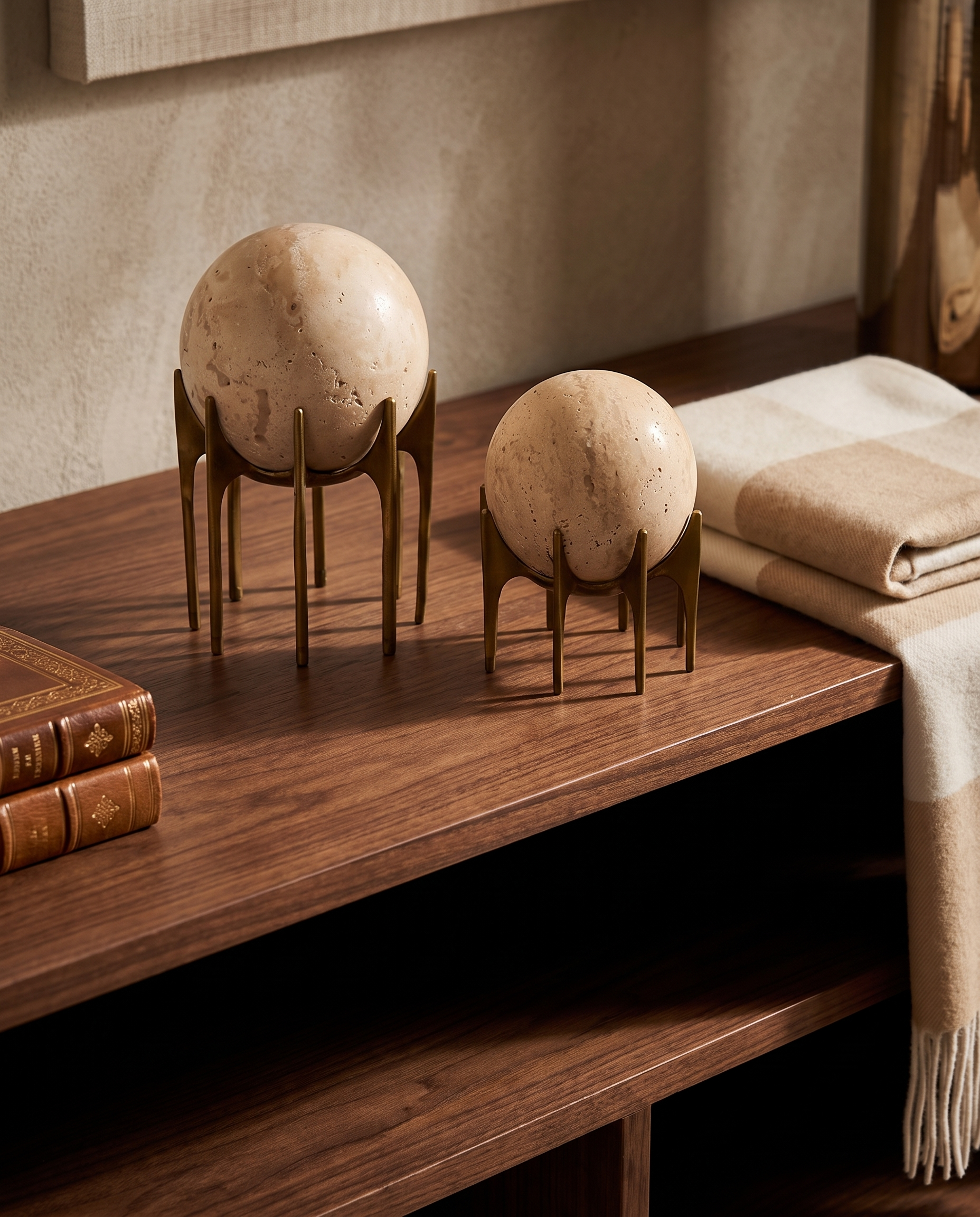 Travertine Sphere Totems