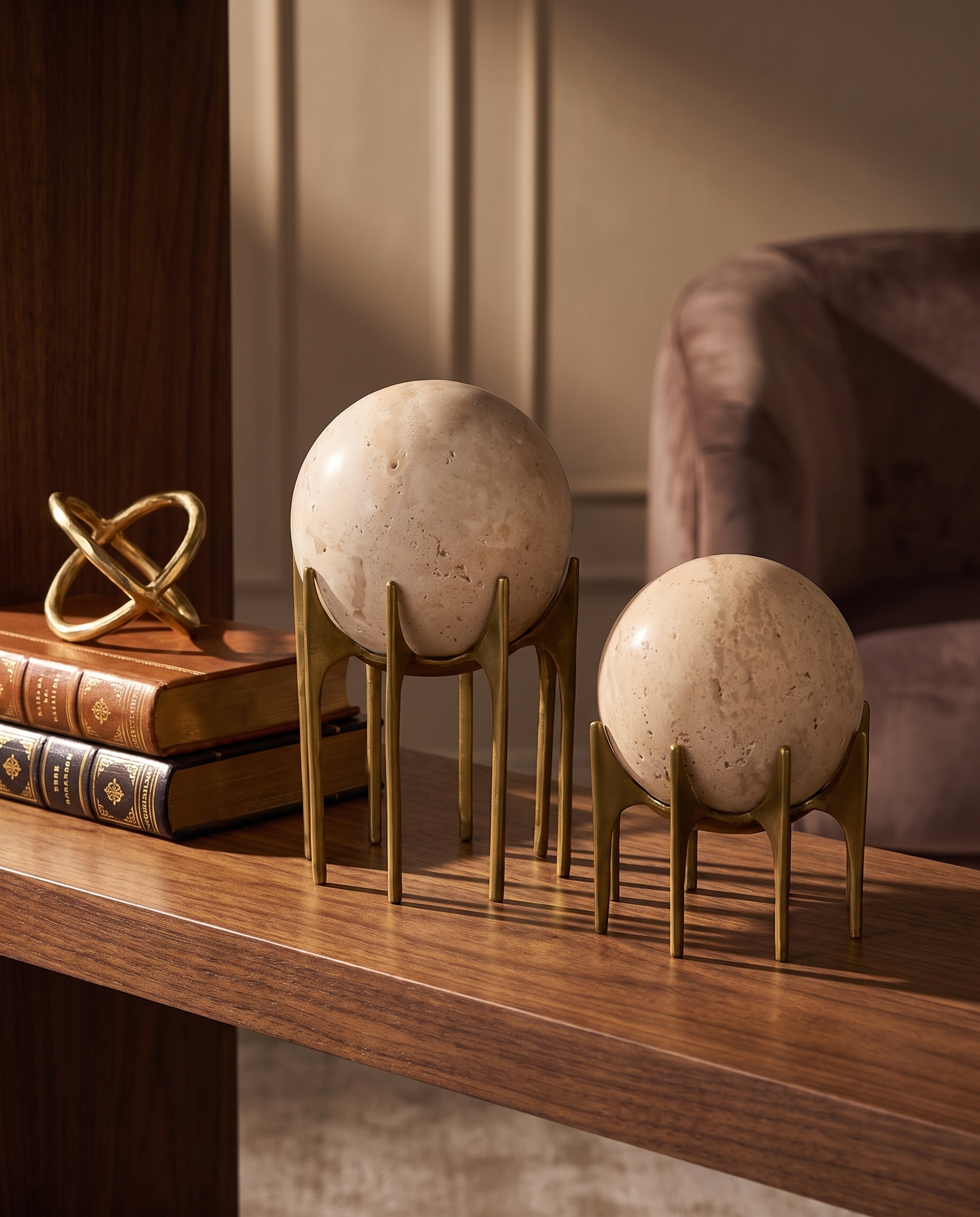 Travertine Sphere Totems
