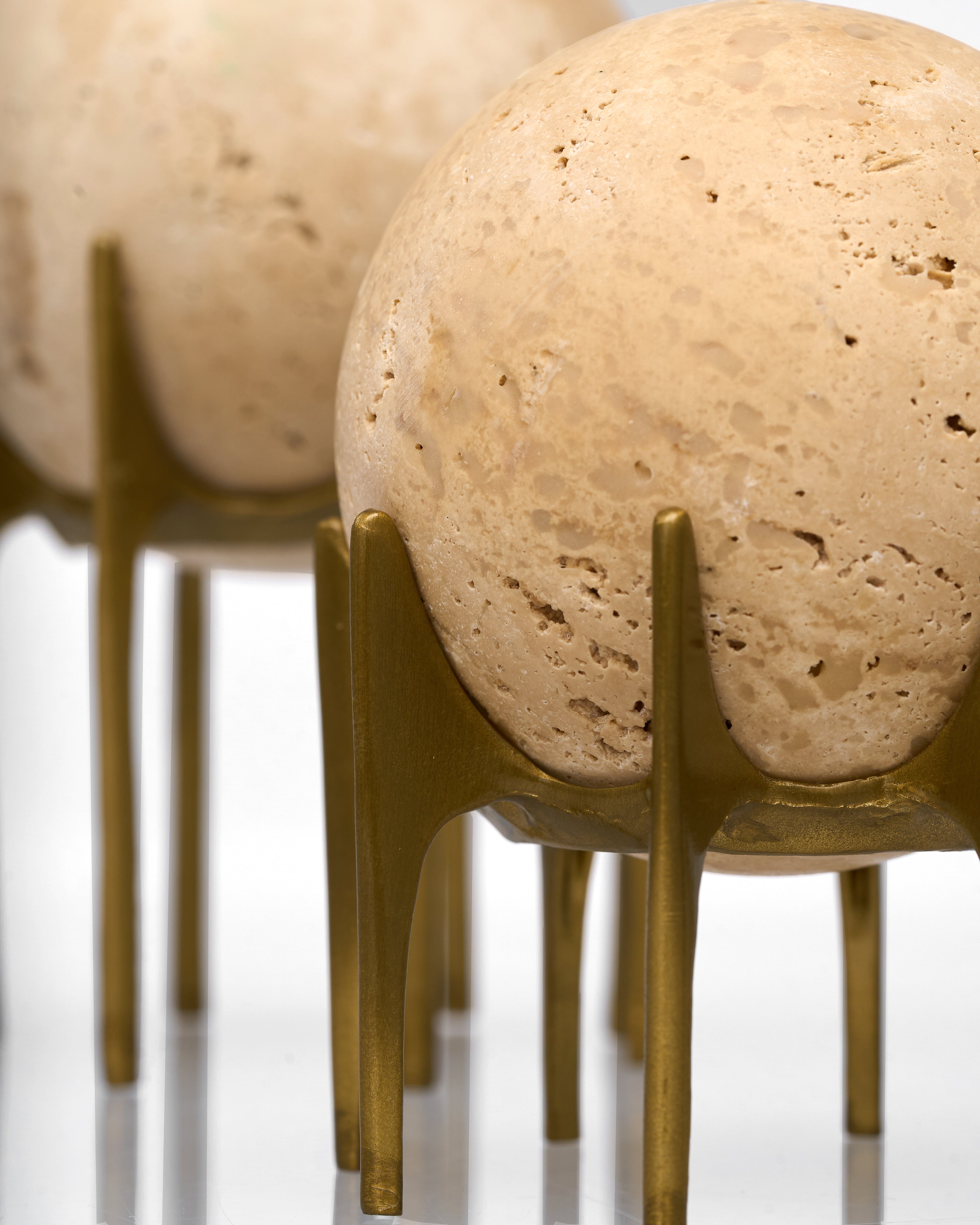Travertine Sphere Totems