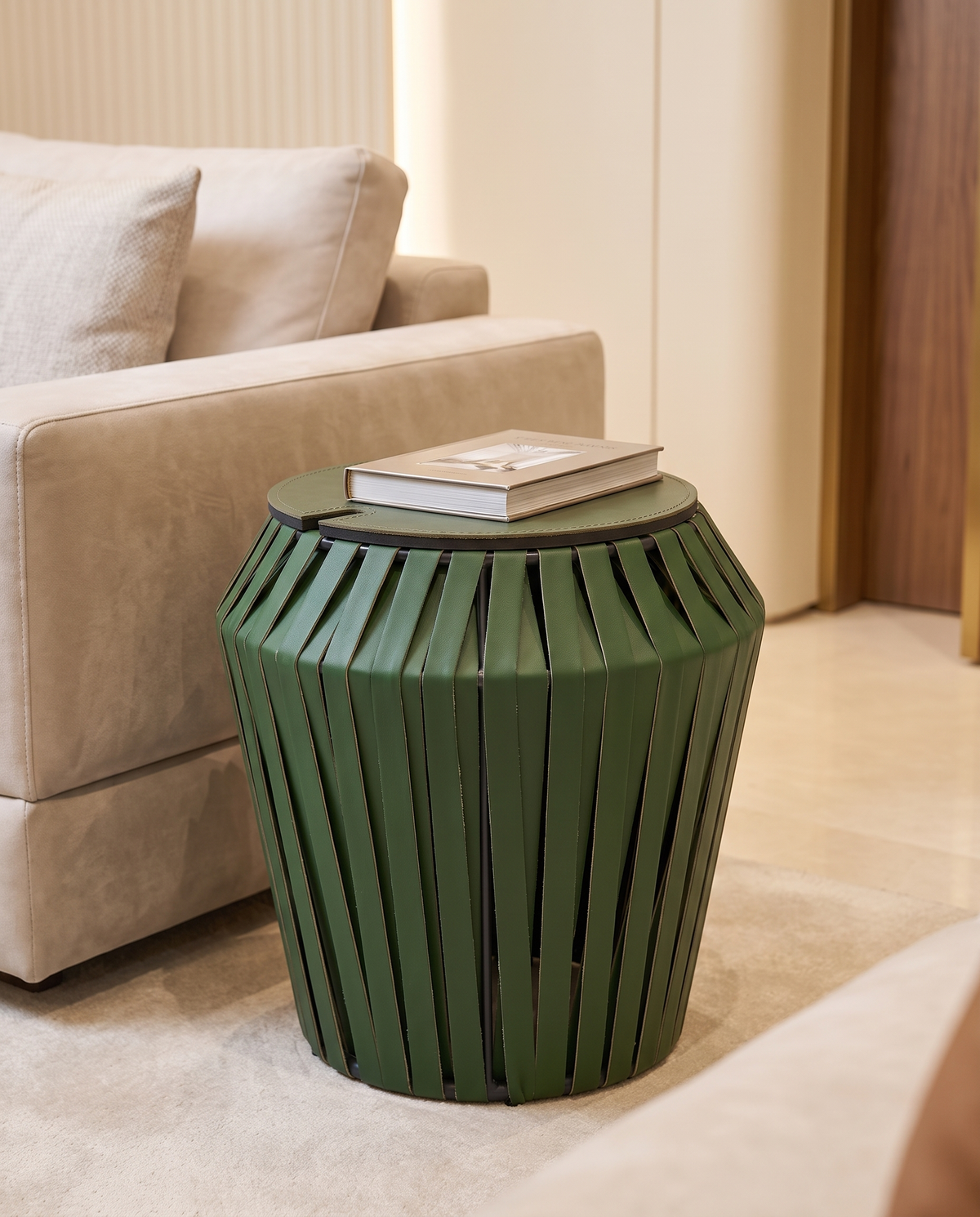 Willow Drum Side Table/Stool - Green