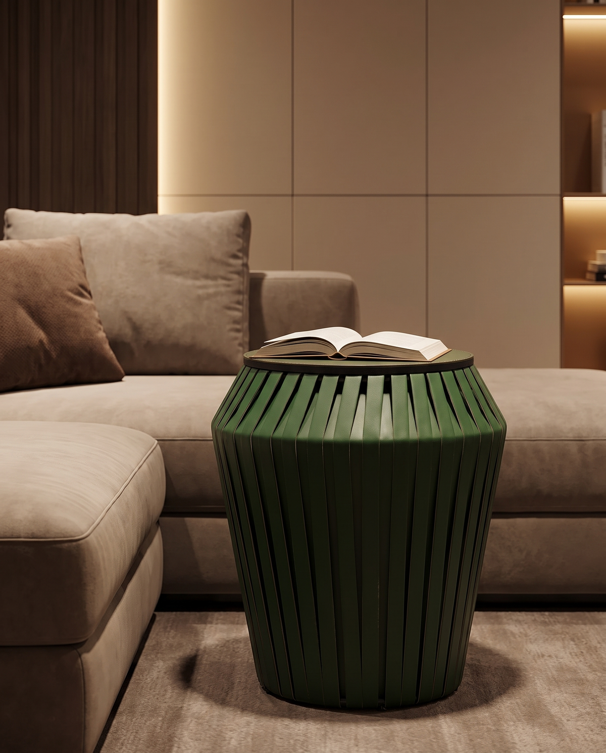Willow Drum Side Table/Stool - Green