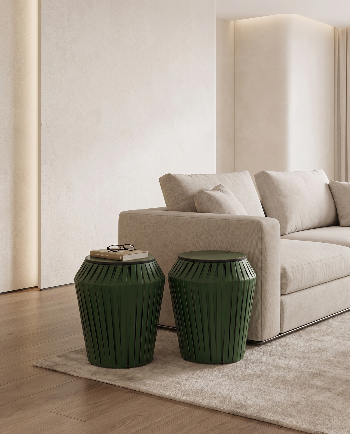 Willow Drum Side Table/Stool - Green