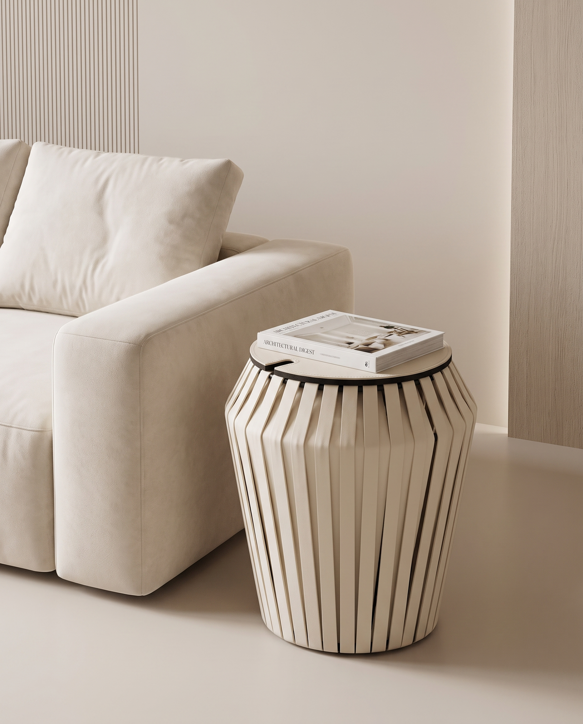 Willow Drum Side Table/Stool - Off White