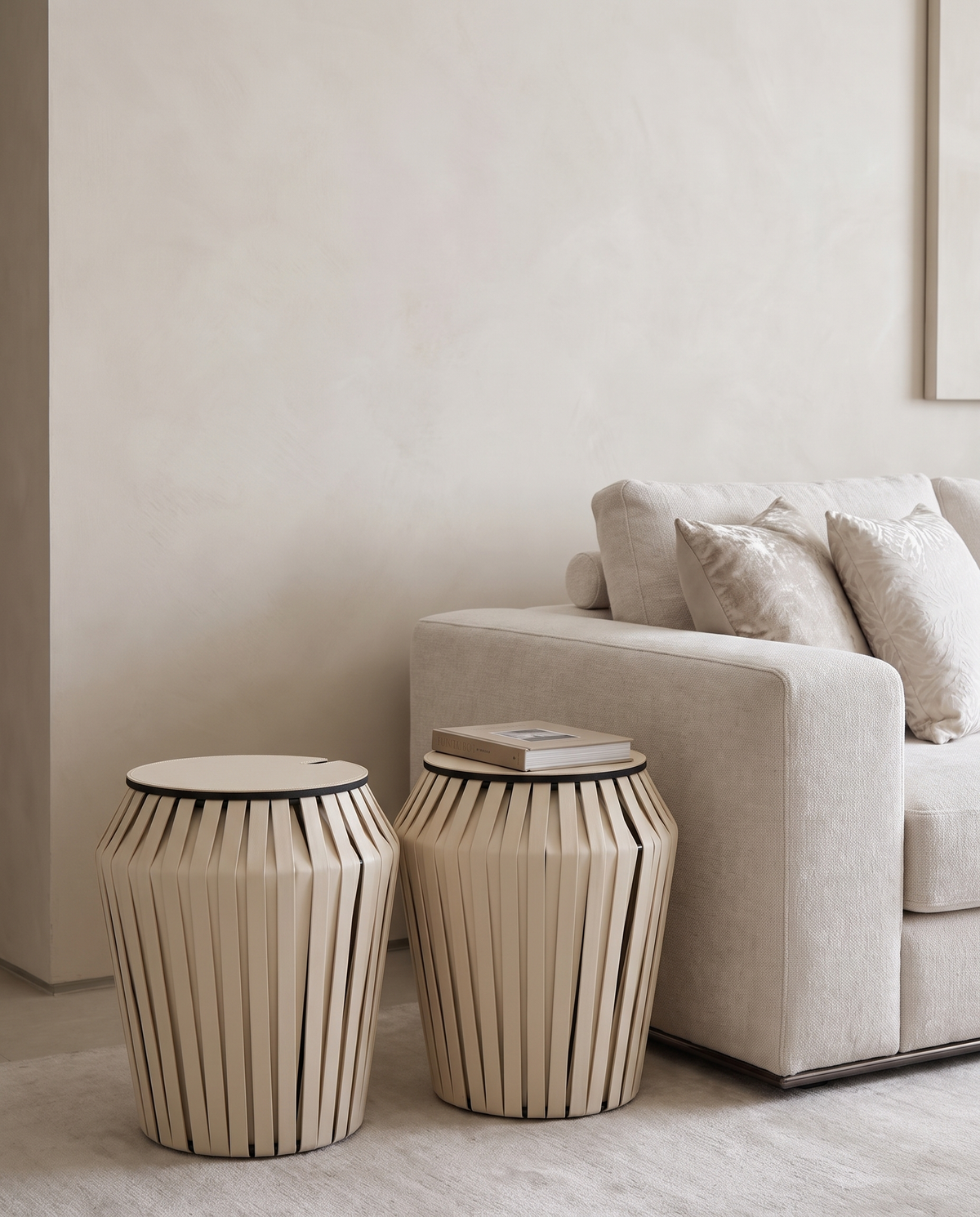 Willow Drum Side Table/Stool - Off White