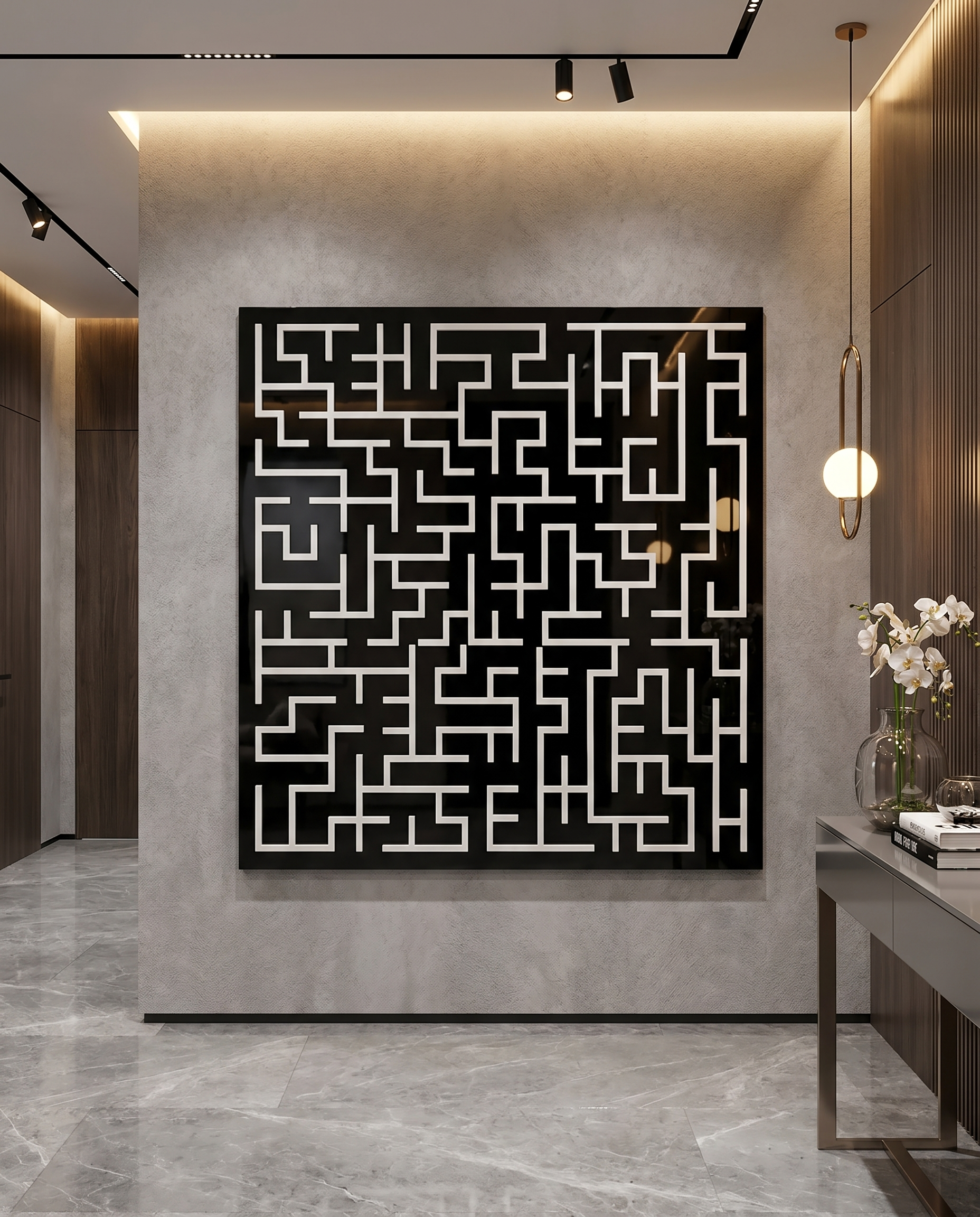 Harmony Maze Wall Art - Black & White