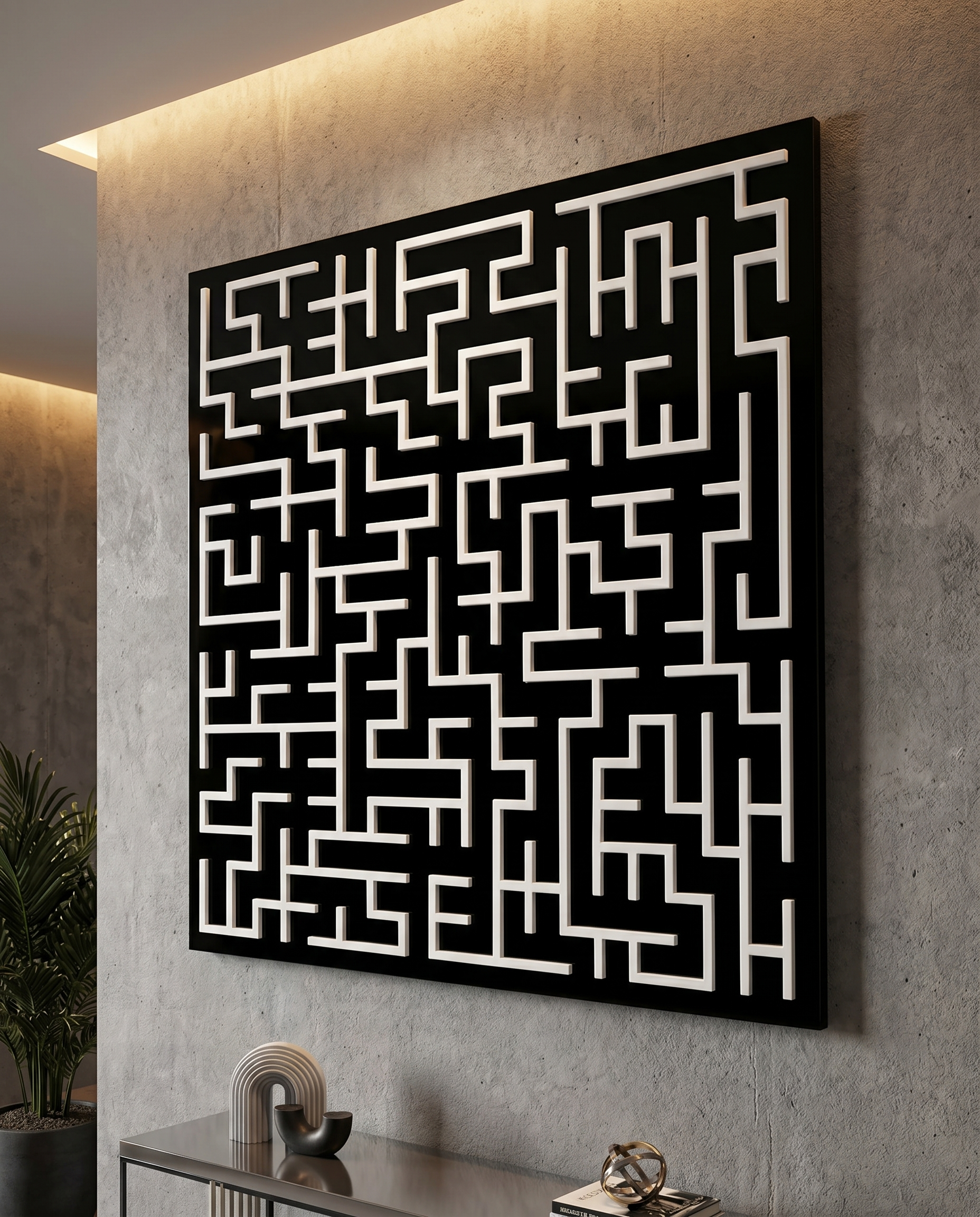 Harmony Maze Wall Art - Black & White