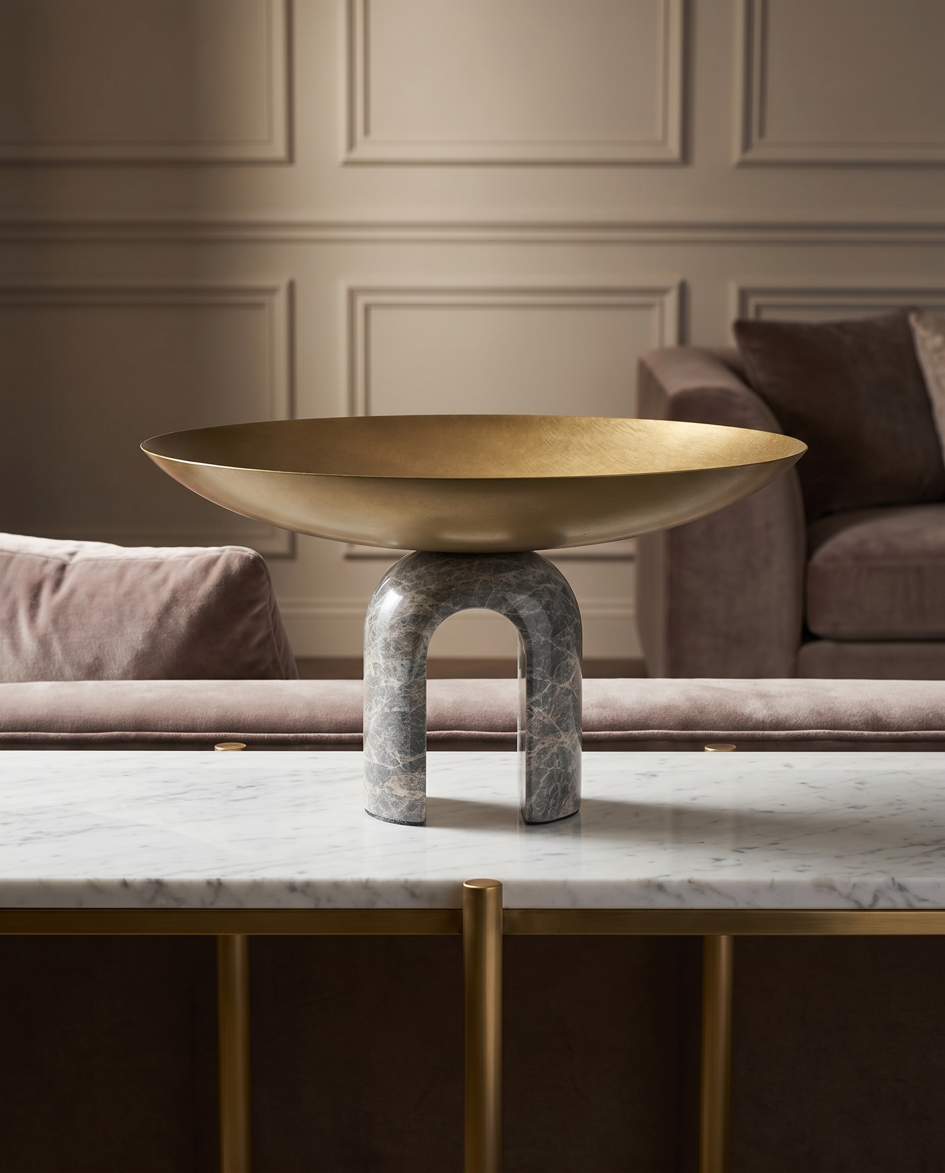 Antique Metal-Marble Tray