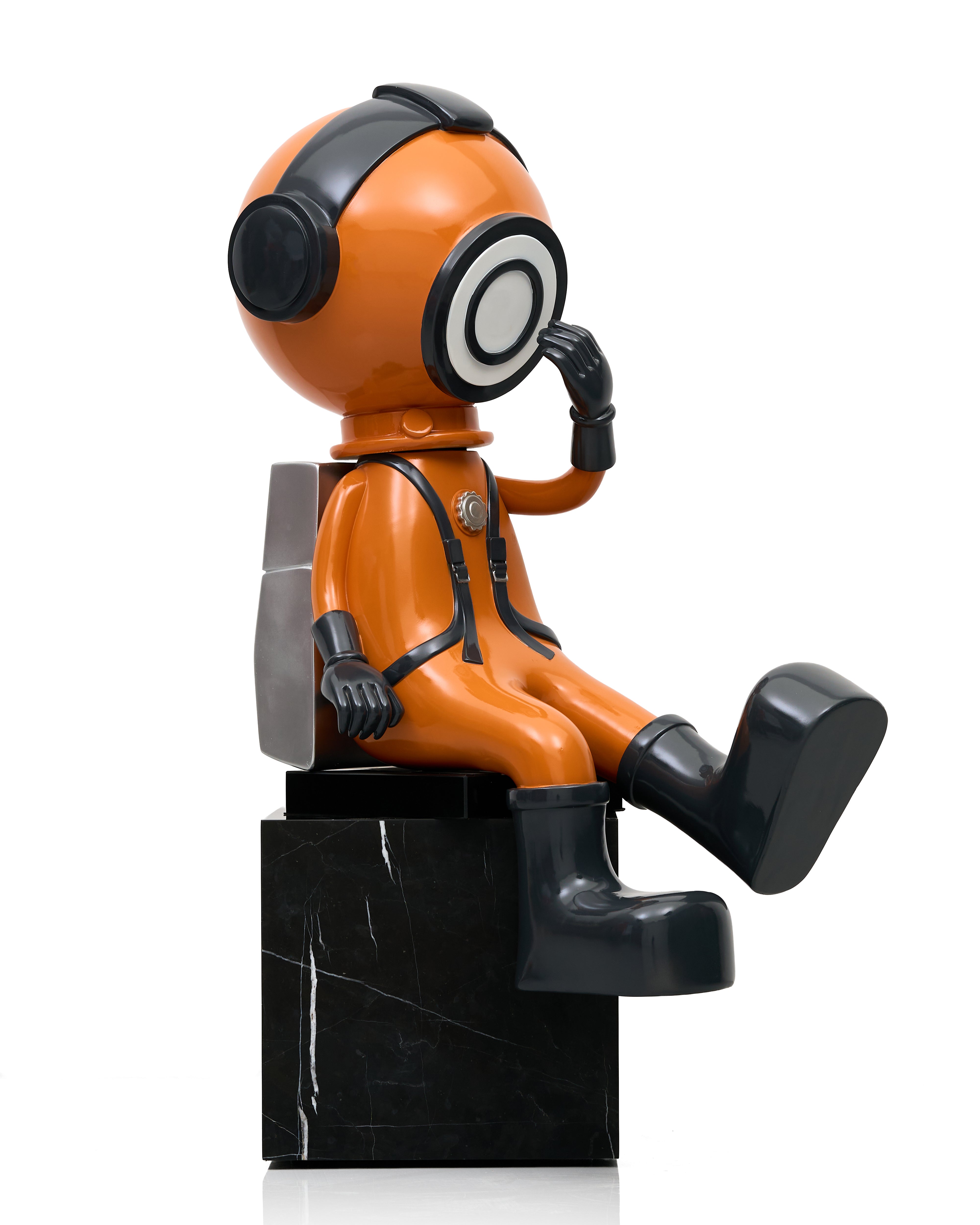 Modern Astro Earthy Orange Grey Figurine (without pedestal)
