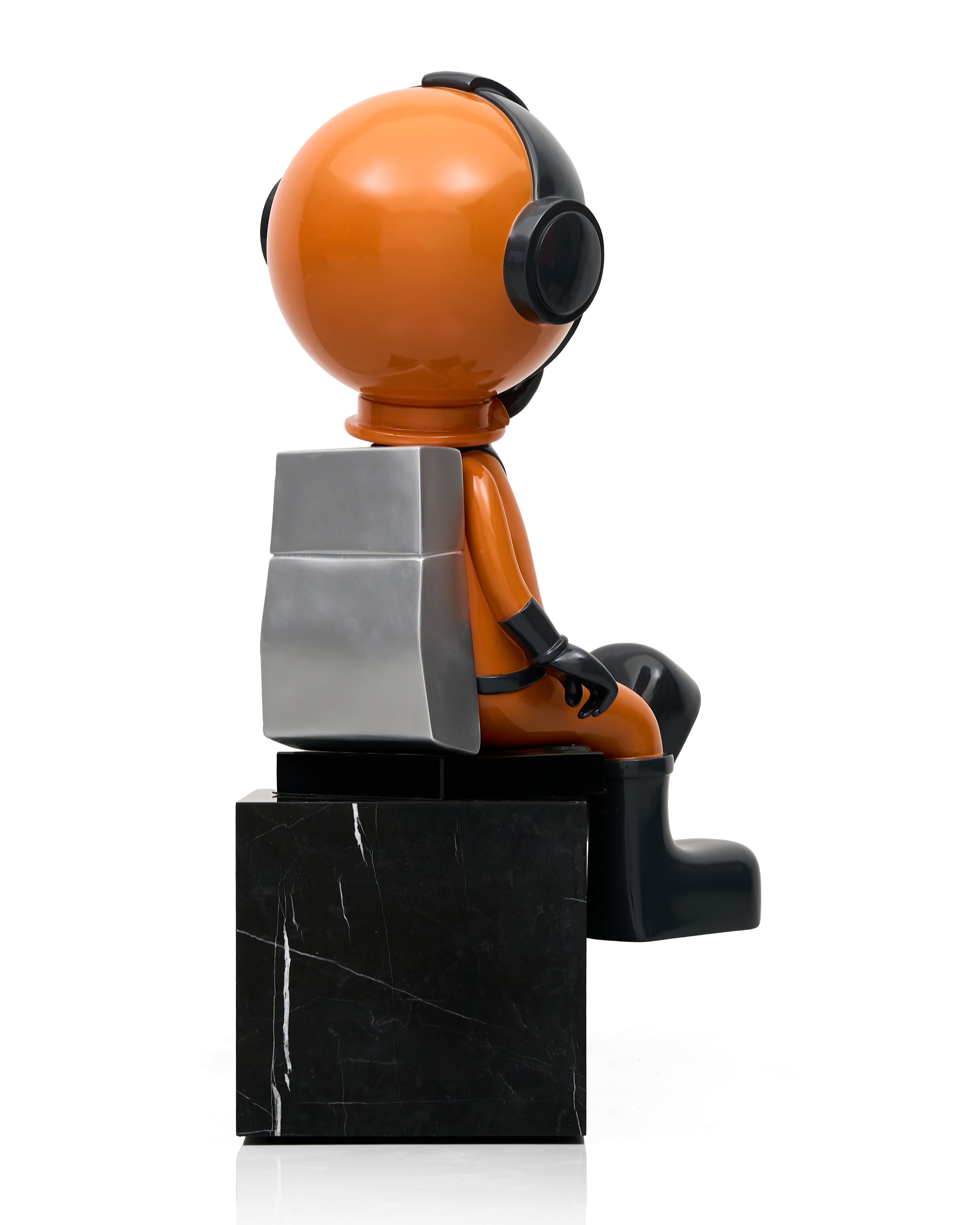 Modern Astro Earthy Orange Grey Figurine (without pedestal)