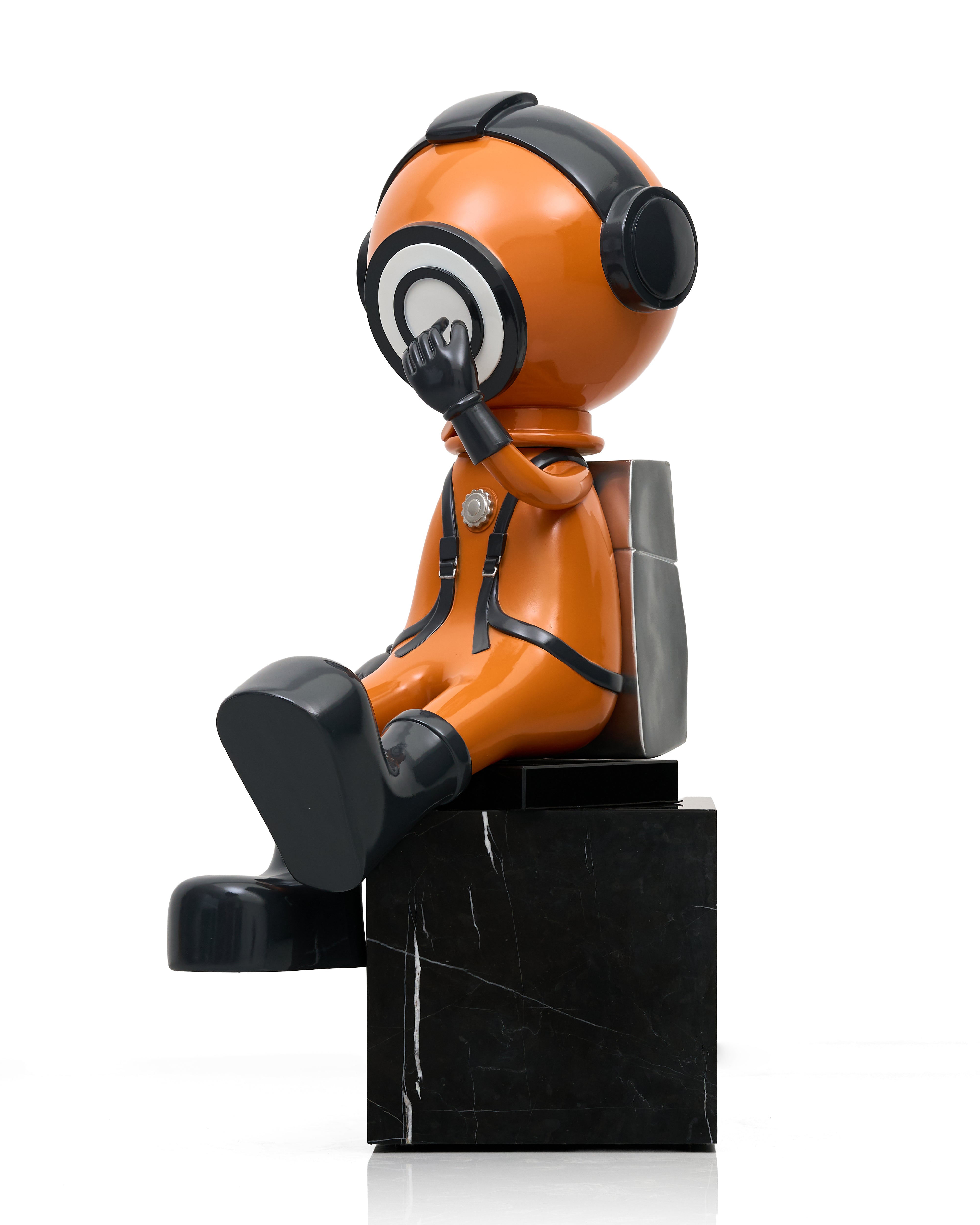 Modern Astro Earthy Orange Grey Figurine (without pedestal)