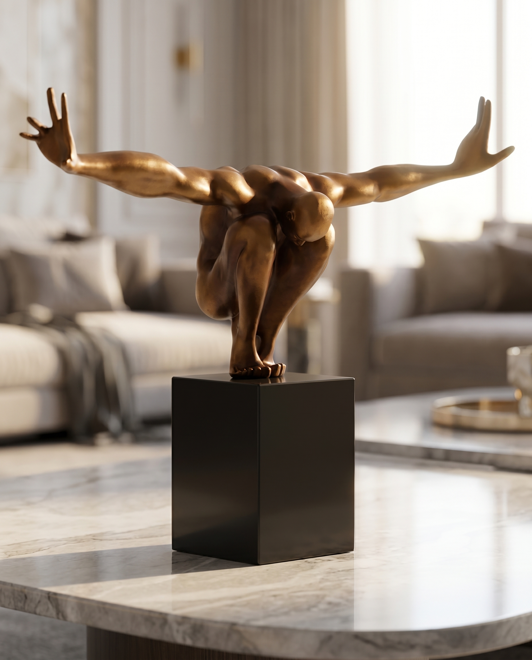 Athletic Male Posture Sculpture – Standing on Toe