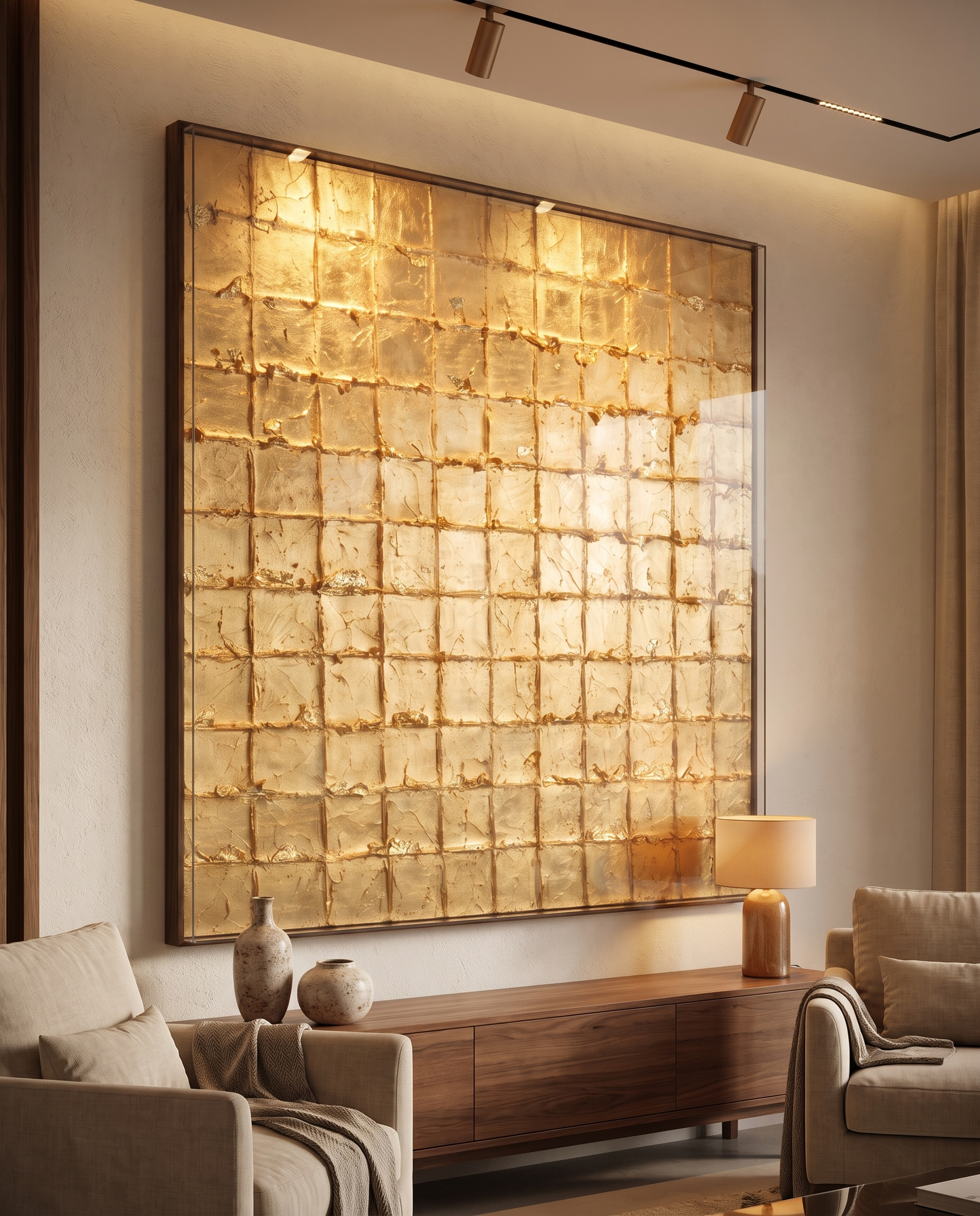 Aureate Squares - Golden Matrix Modern Wallart