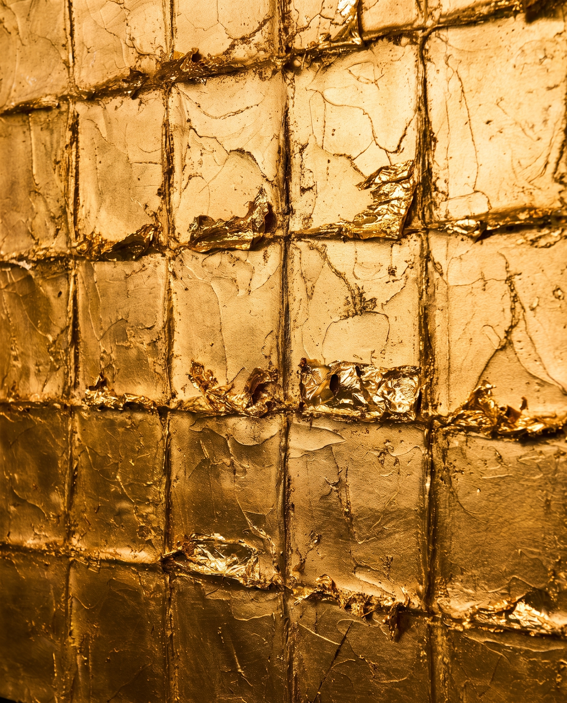 Aureate Squares - Golden Matrix Modern Wallart
