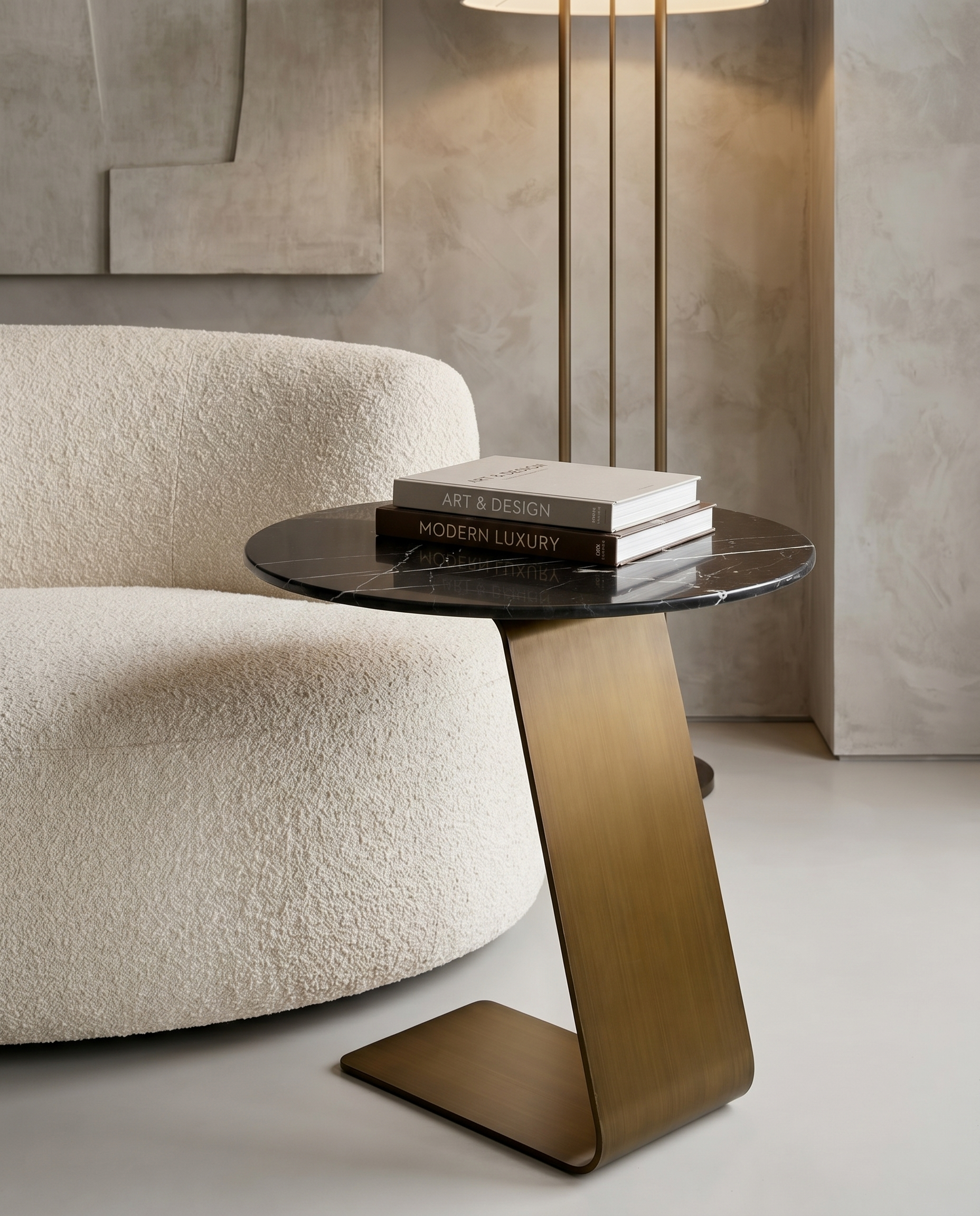 Aureum Noir Marble Side Table - Golden Leg