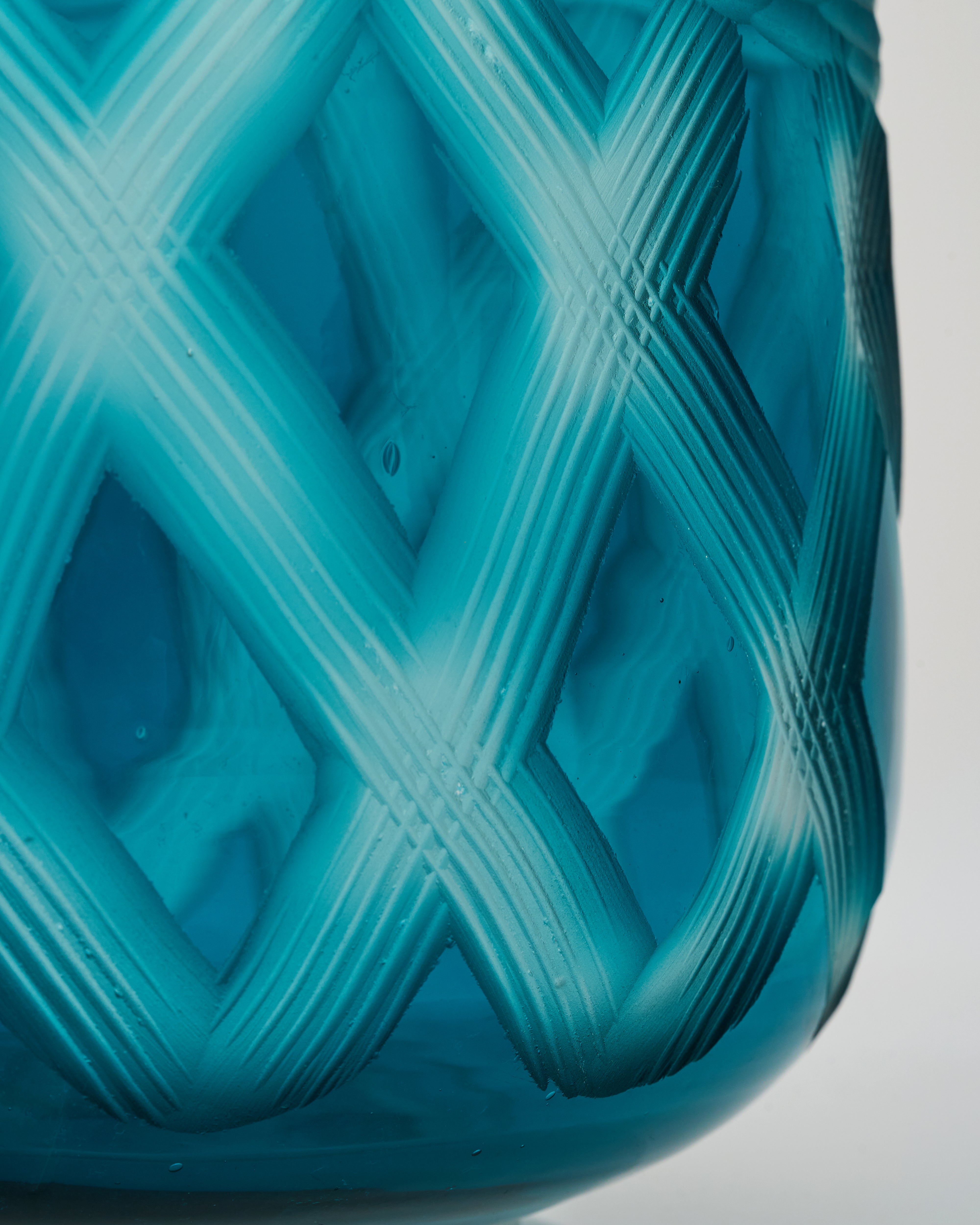 Azure Weave Glass Vase Set