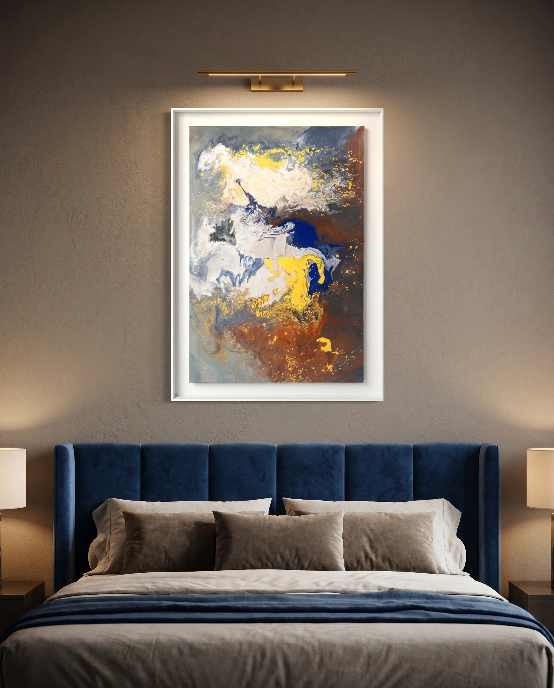 Blue Tides Abstract Expressionist Canvas Wall Art