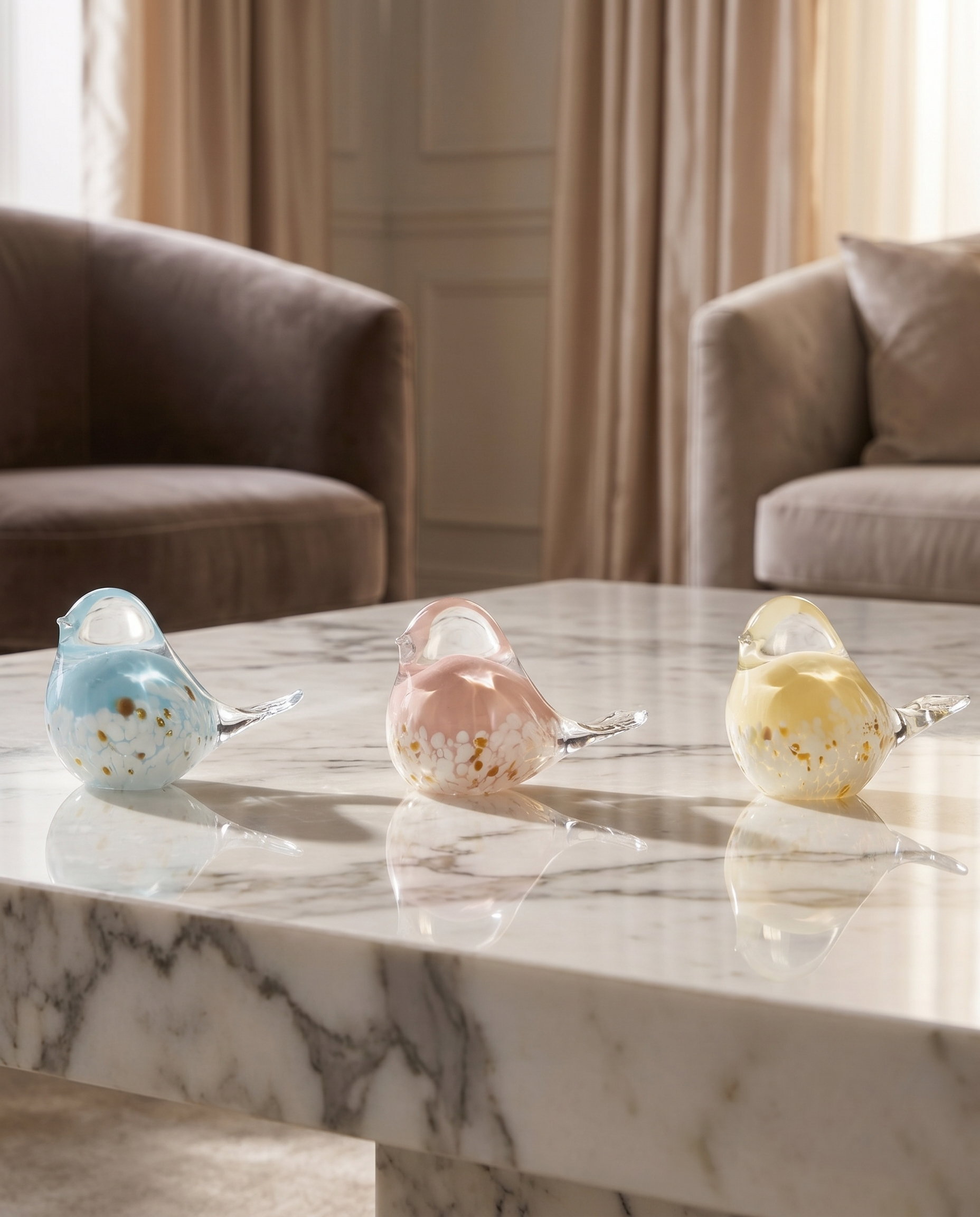 Triplets Crystal Birds Decor