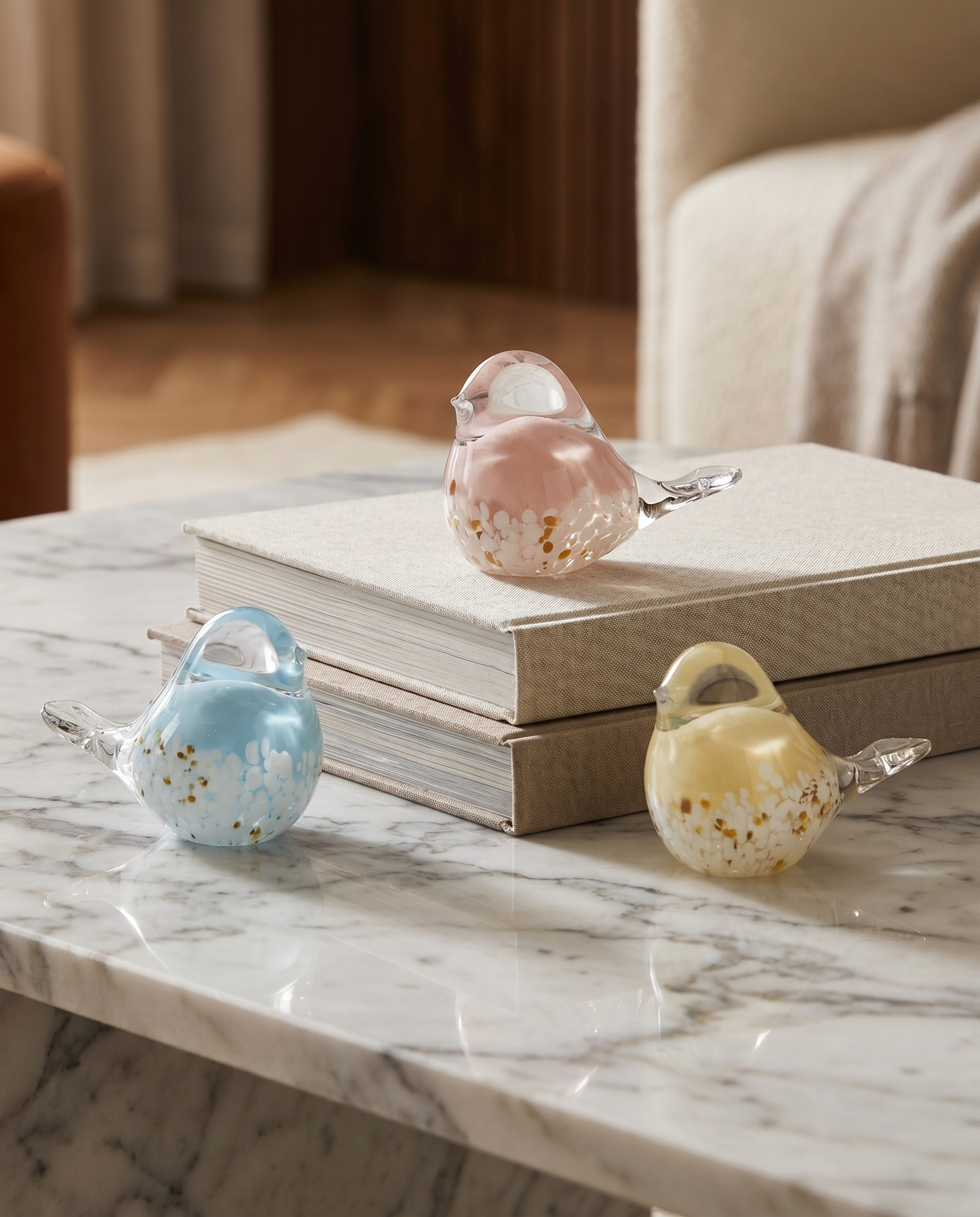 Triplets Crystal Birds Decor