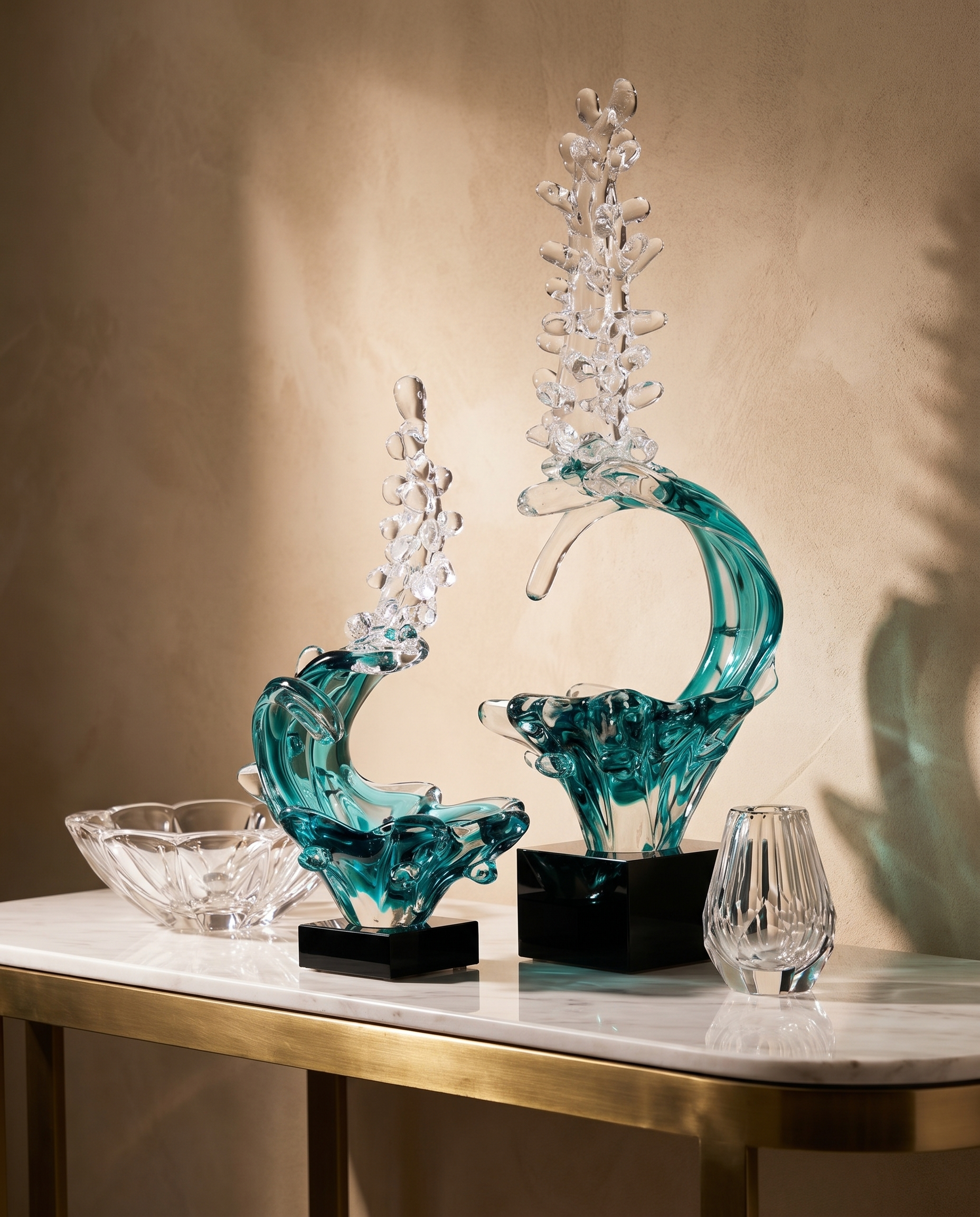 Elysian Glow Teal Crystal Decor Set