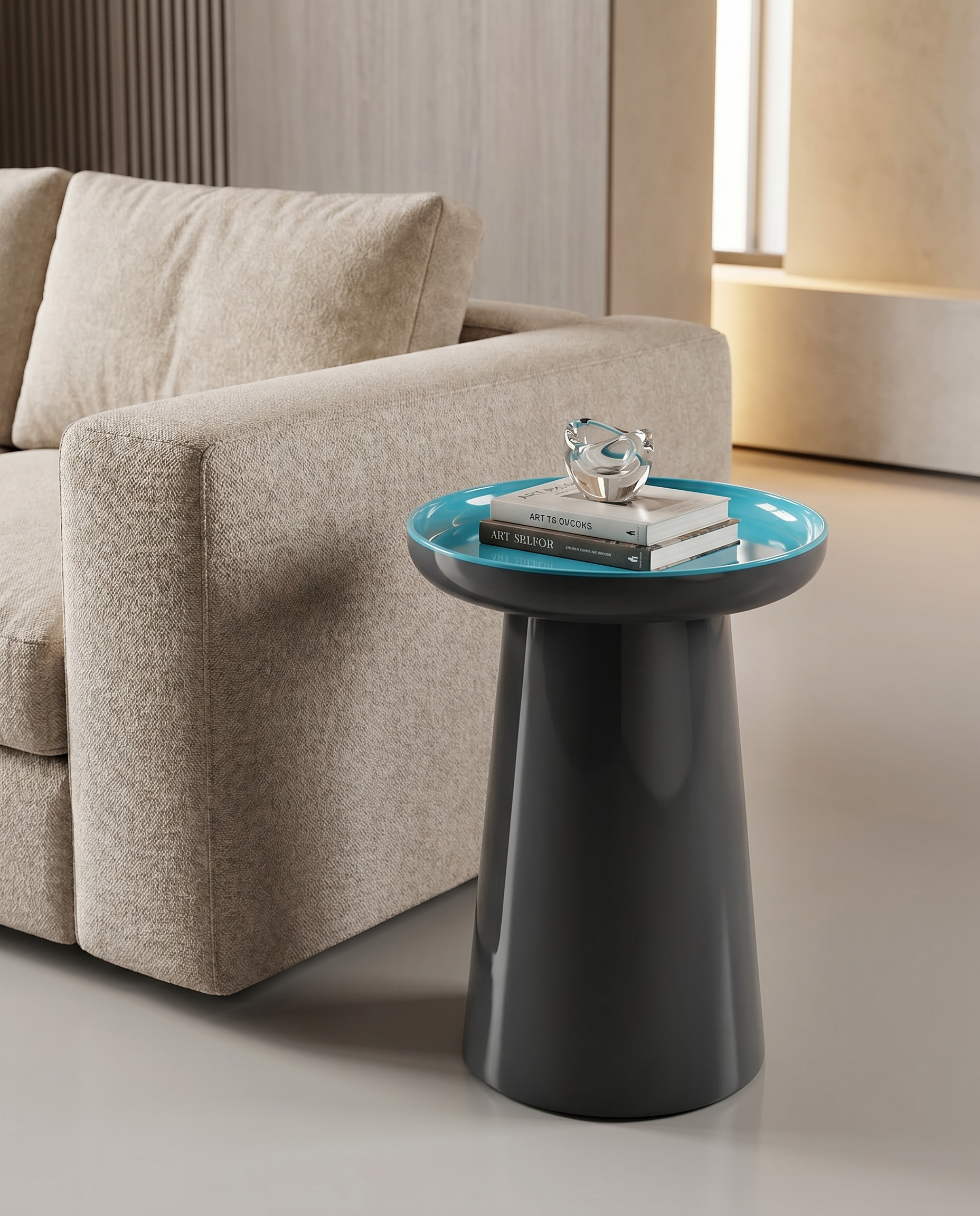 Ornate Blue Grey Side Table