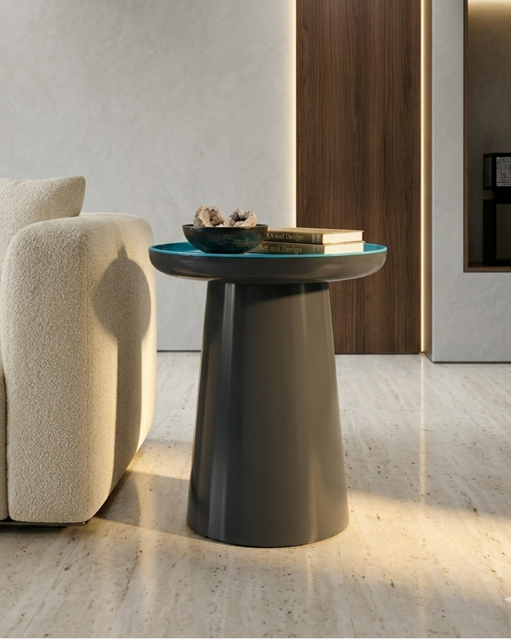 Ornate Blue Grey Side Table