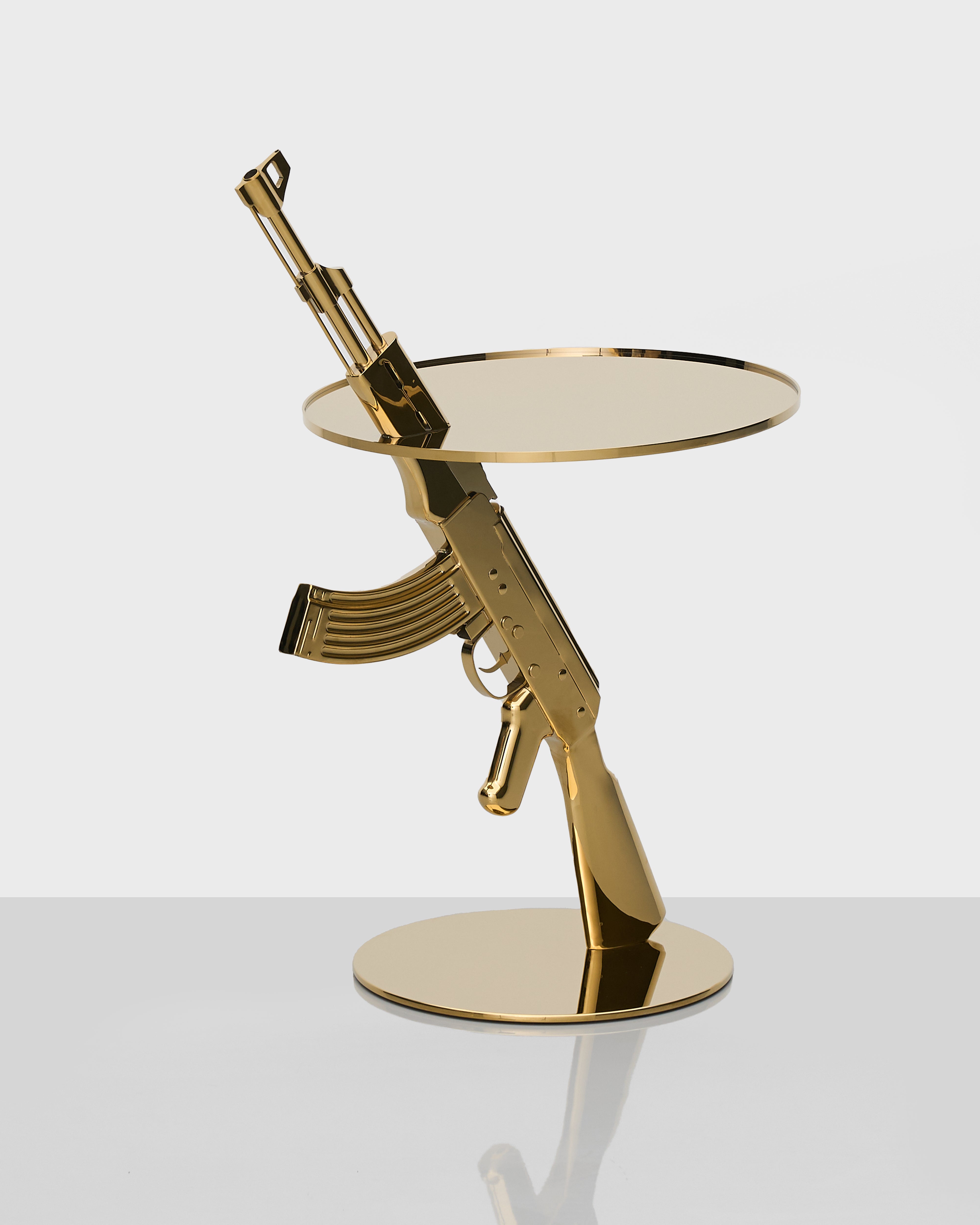 Bolt Side Table luxury home accent with elegant golden finish and rifle-textured base