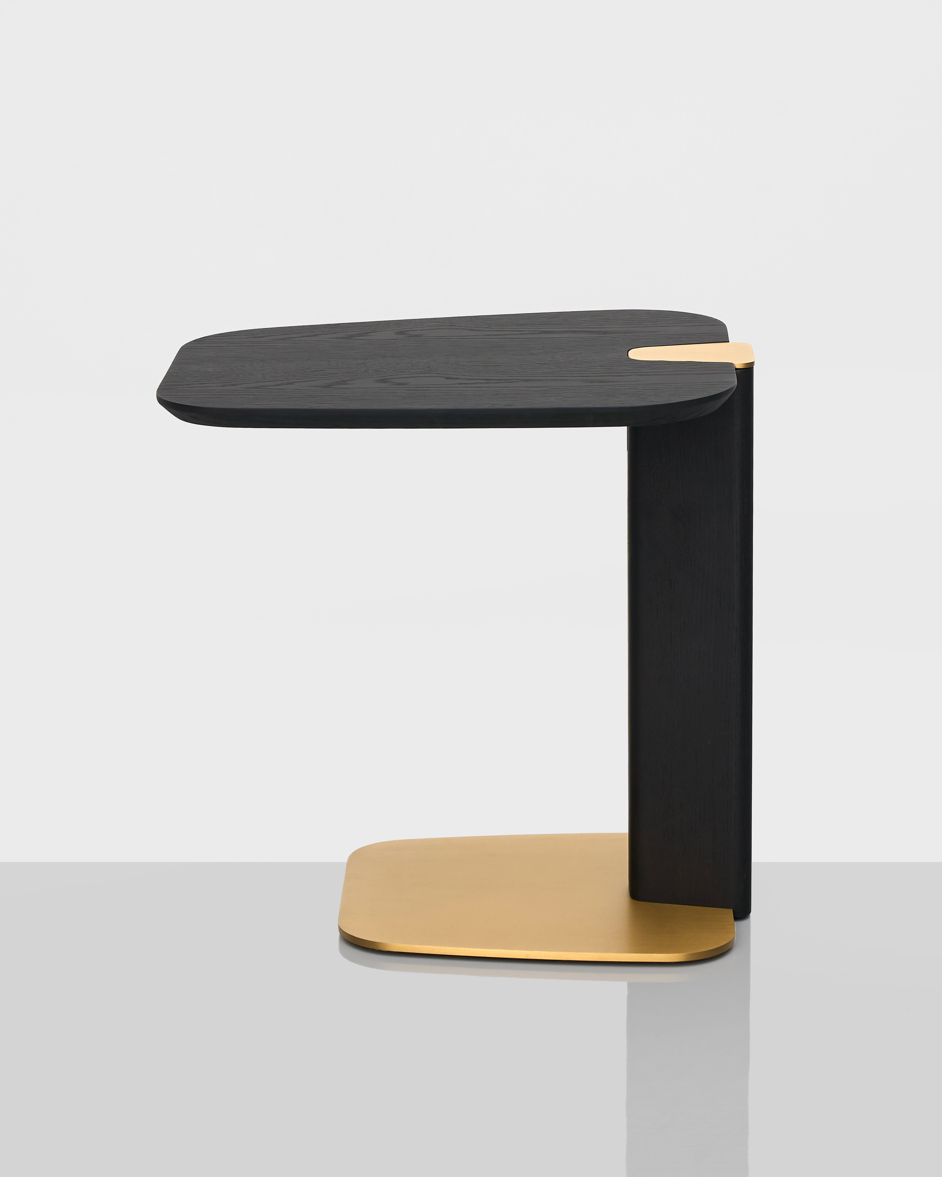 Bonna Side Table luxury home accent with rich wood veneer top and gold-finished stainless steel base