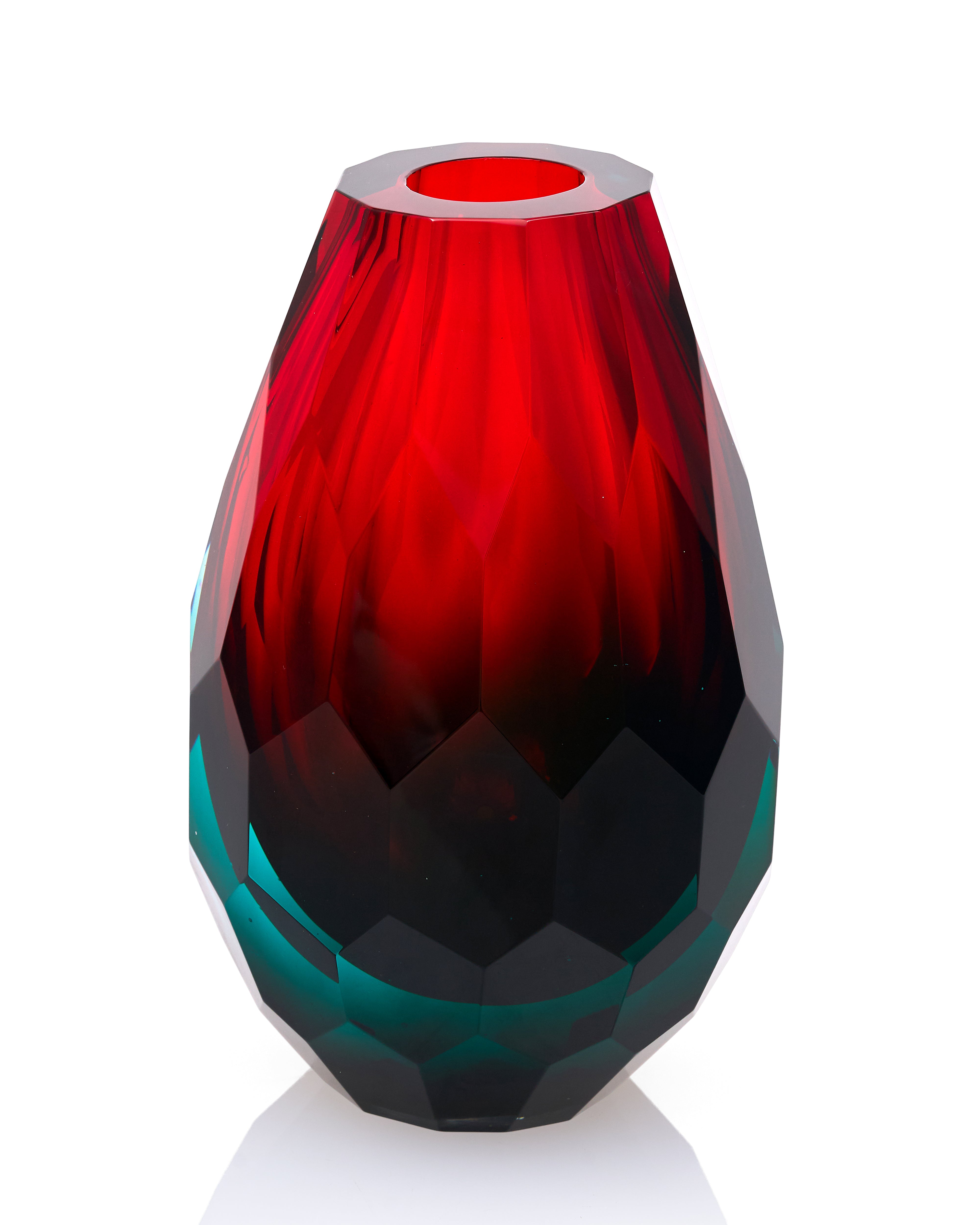 Crimson Crown Crystal Glass Vase