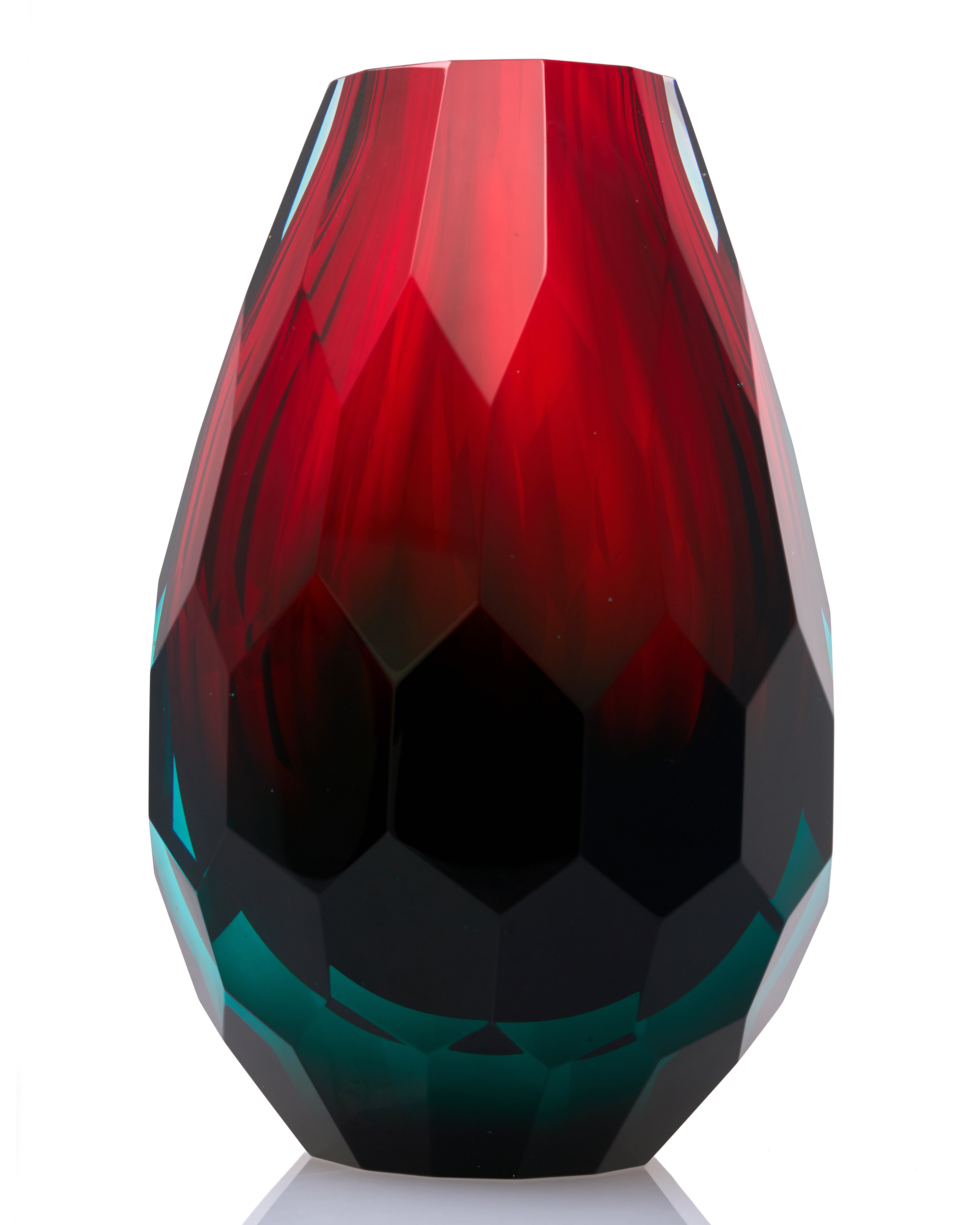 Crimson Crown Crystal Glass Vase
