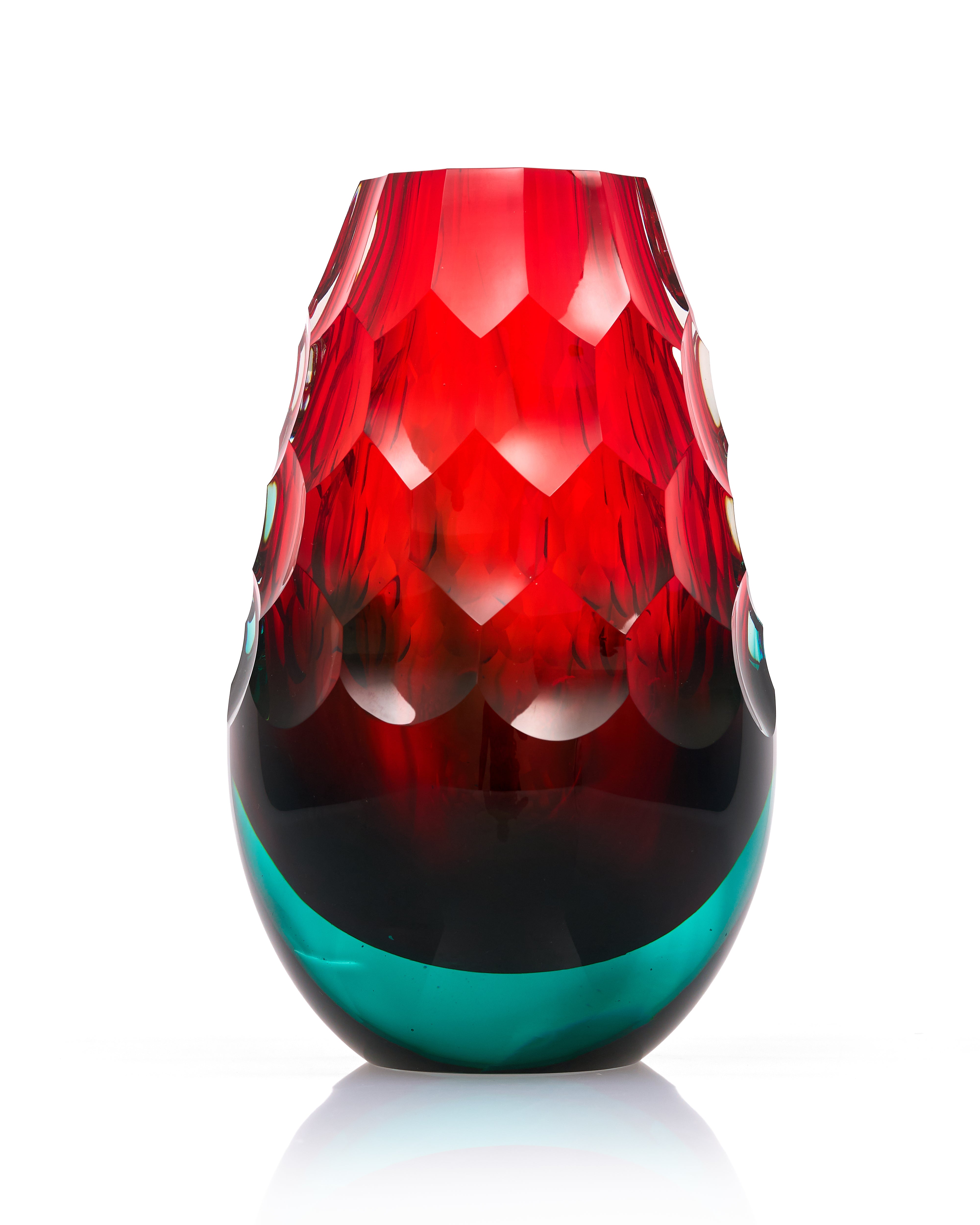 Crimson Crystal Cut vase