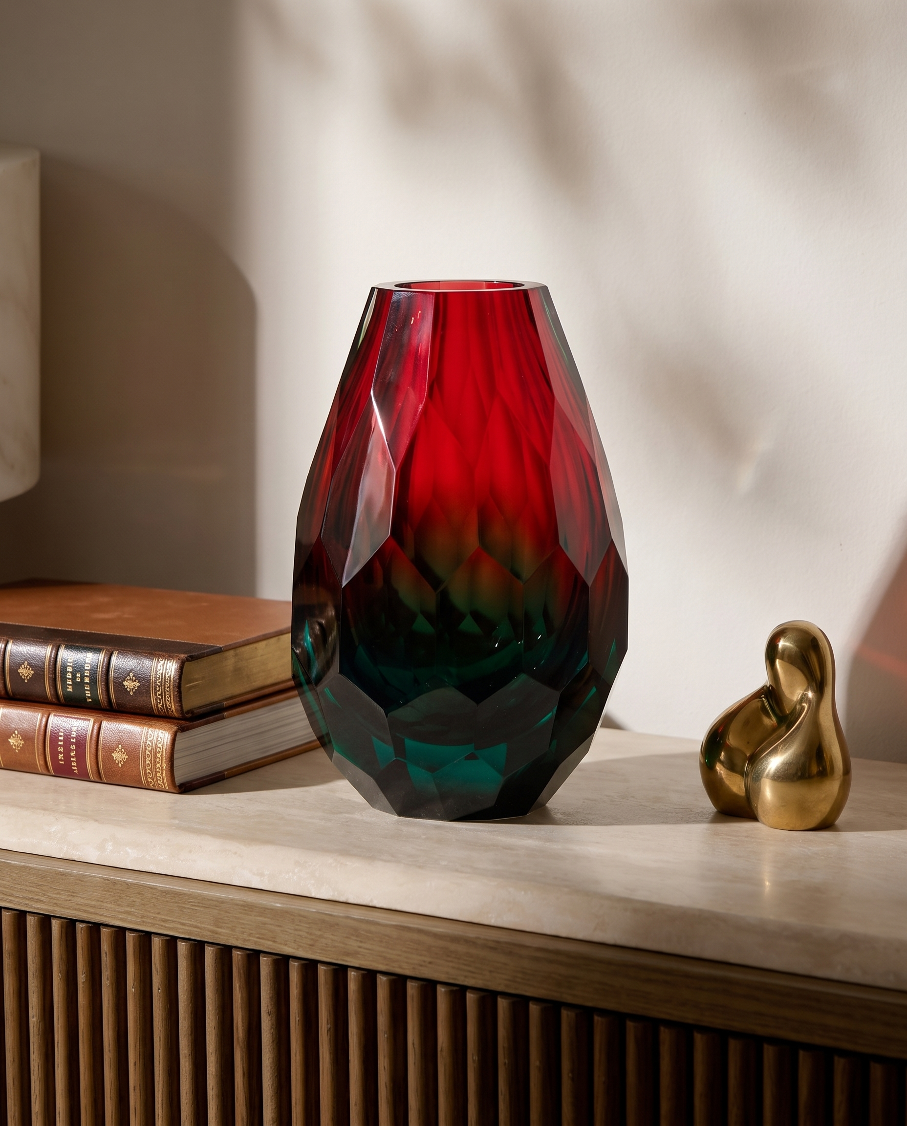 Crimson Crown Crystal Glass Vase
