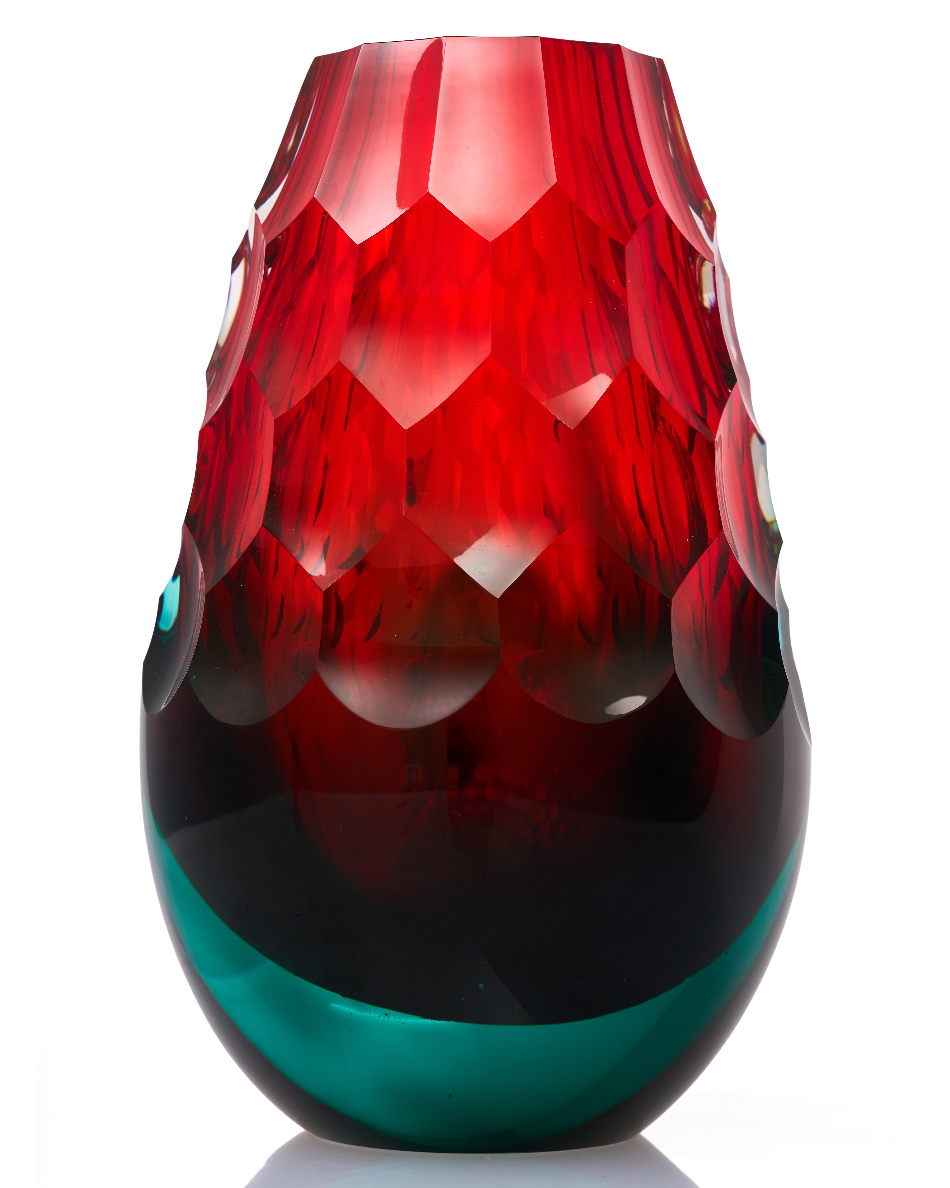 Crimson Crystal Cut vase