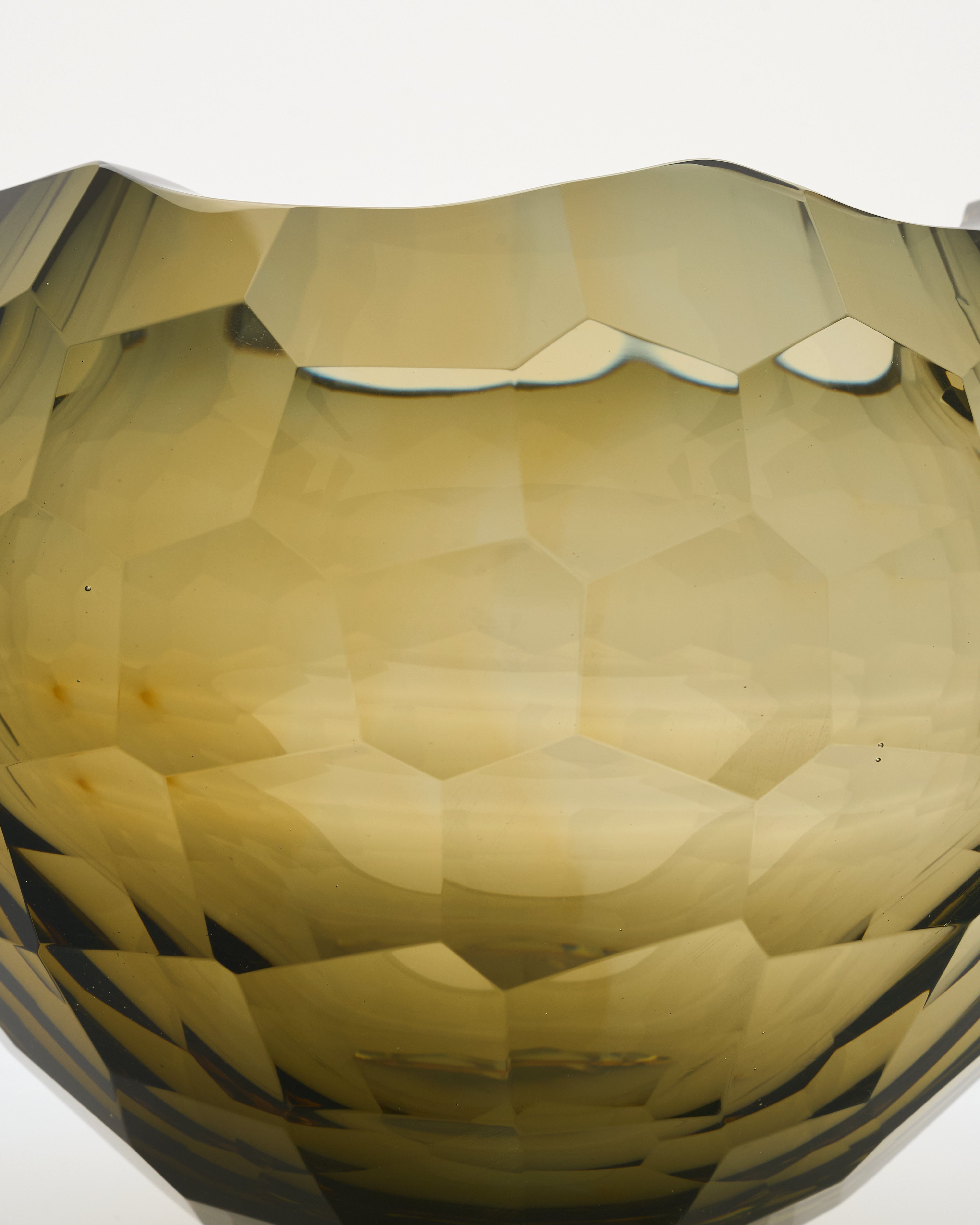Close-up of a geometric-patterned object with a white background