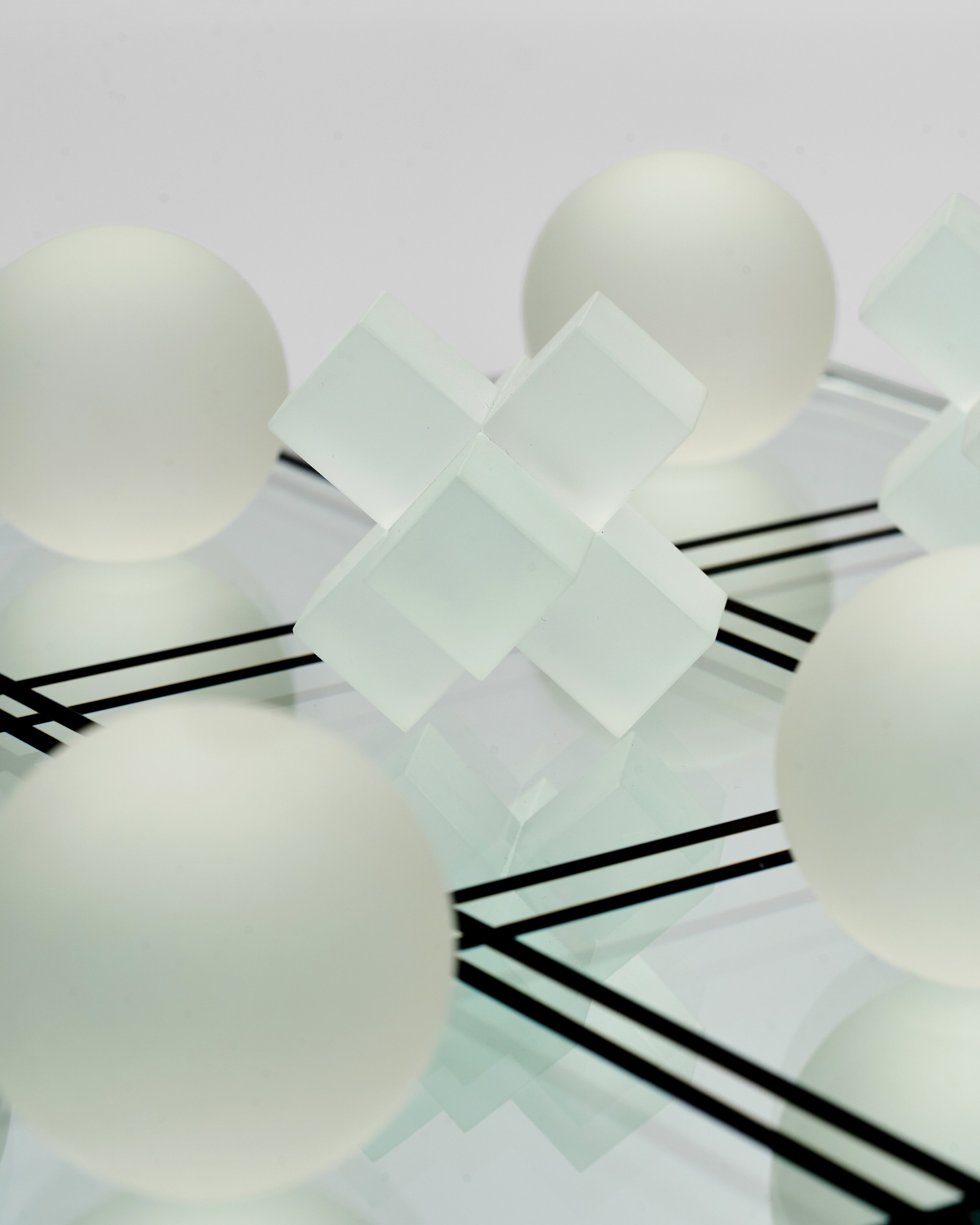 Close-up of Crystal Tic-Tac-Toe Board Decor highlighting crystal game pieces and refined detailing