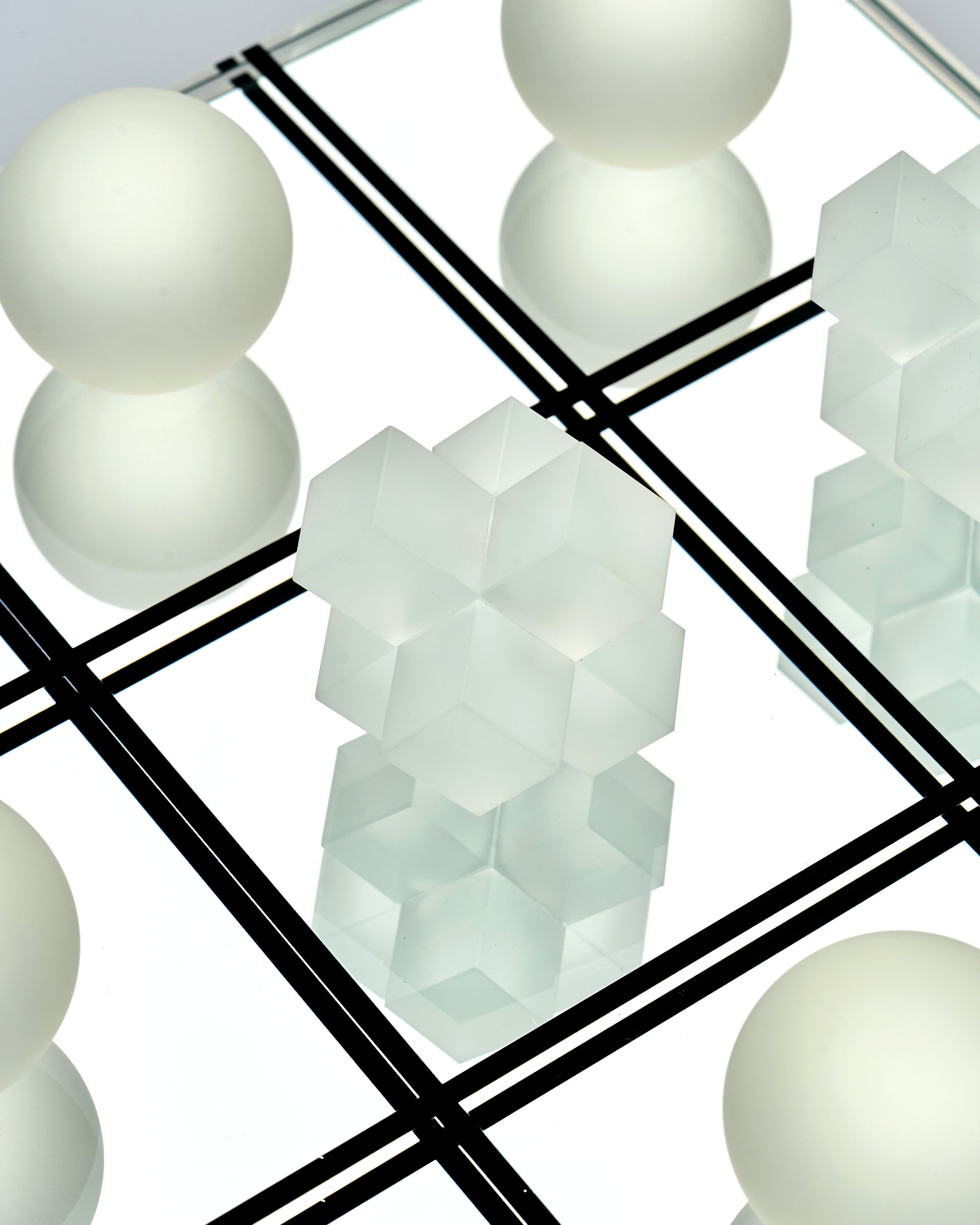 Detailed view of Crystal Tic-Tac-Toe Board Decor emphasizing precision-cut design and luxury finish