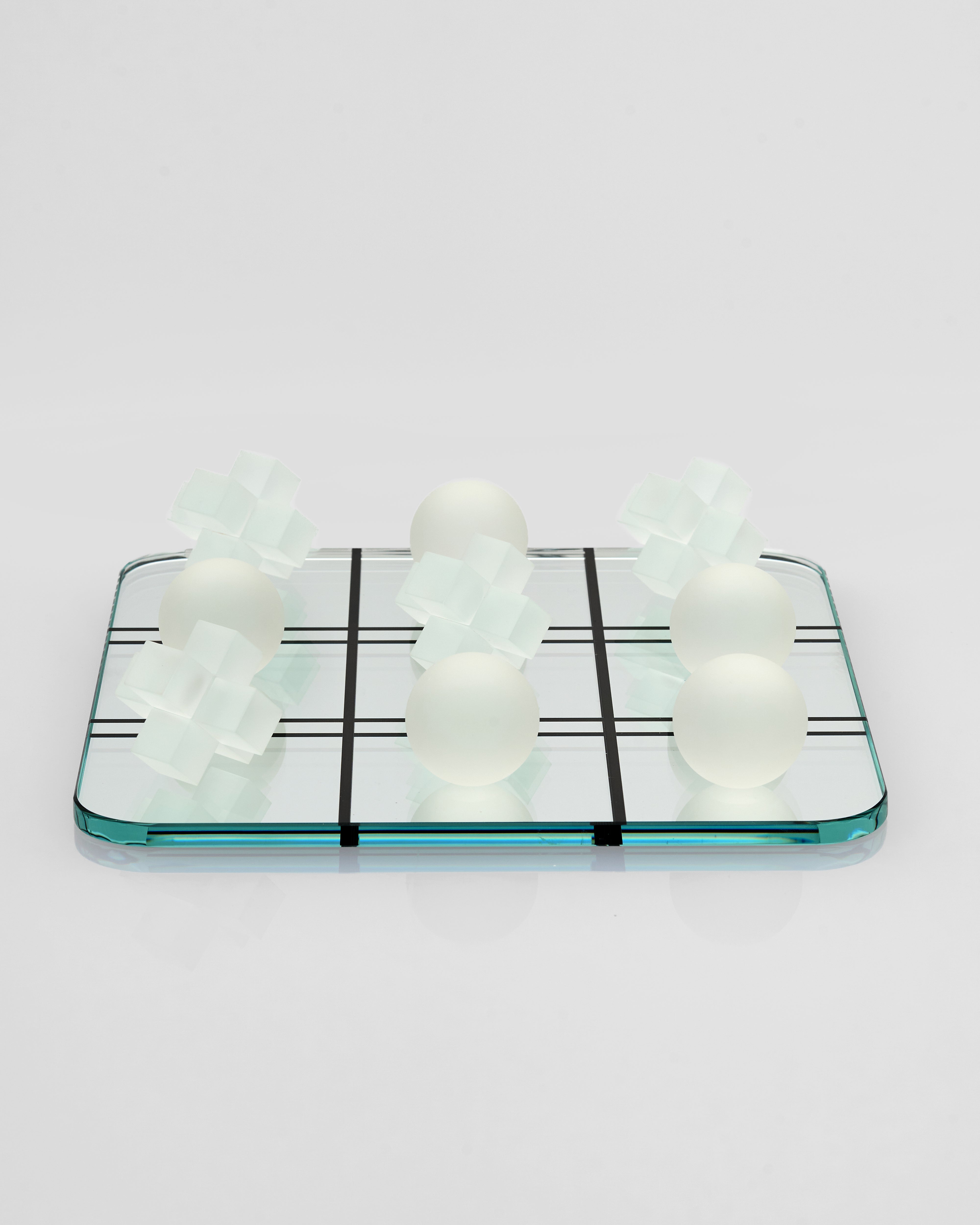 Side view of Crystal Tic-Tac-Toe Board Decor highlighting refined crystal clarity and elegant detailing