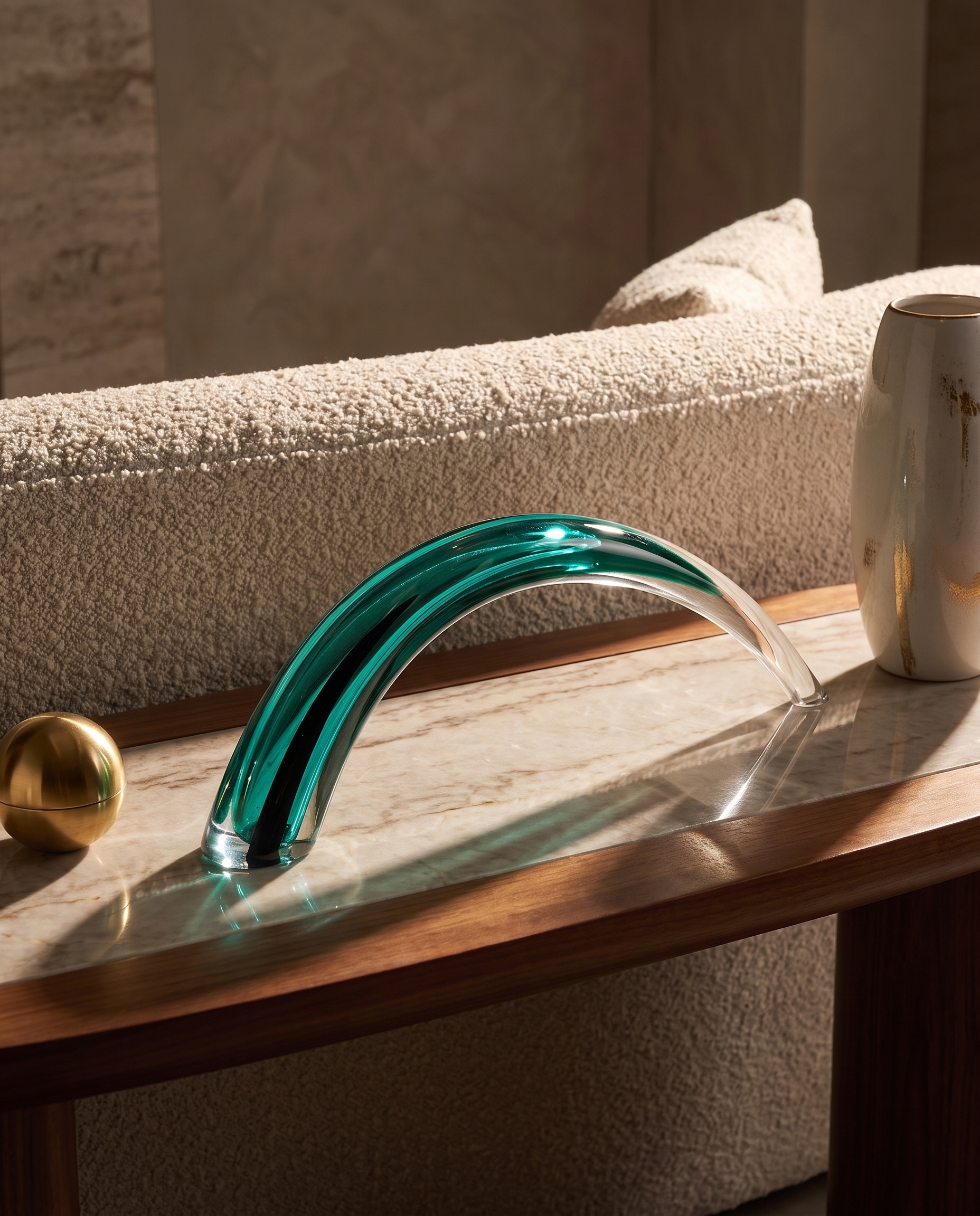 Curvy Crystal Glass Horn Decor