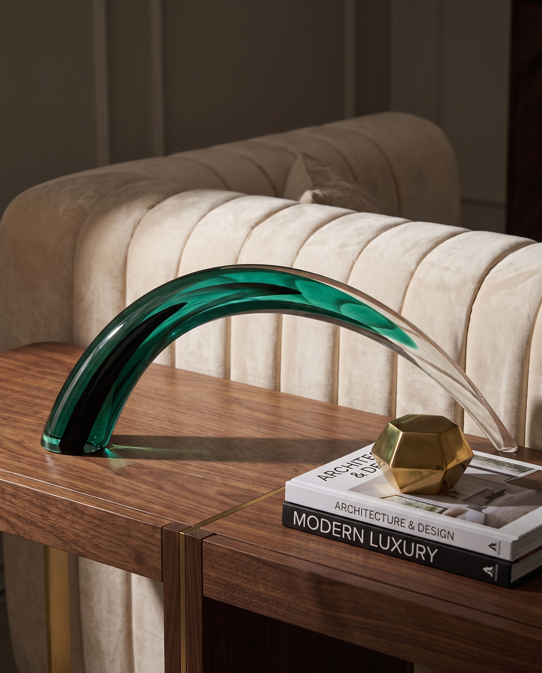 Curvy Crystal Glass Horn Decor