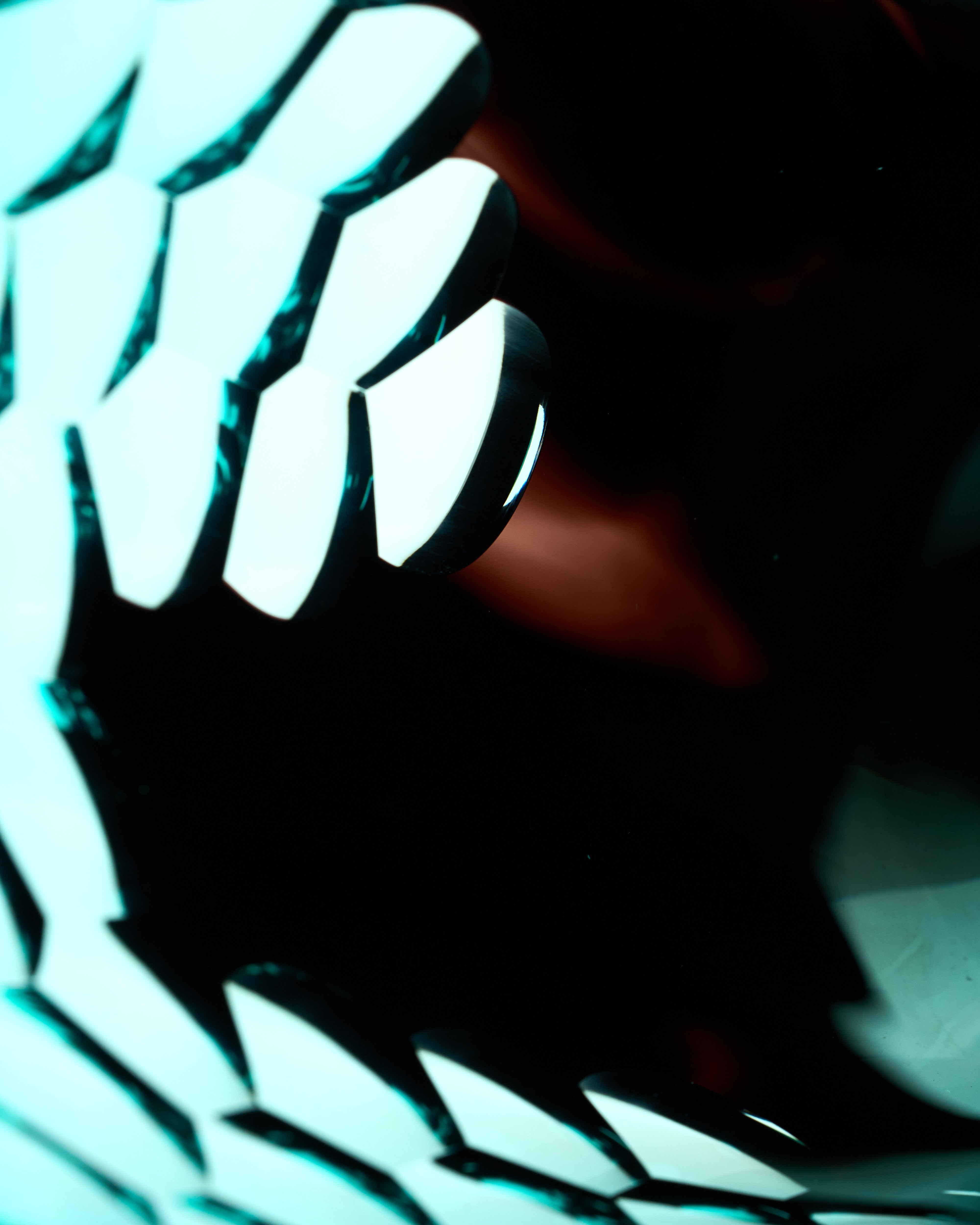 Detailed texture and finish of cyan crystal glass edge vase showcasing premium crystal quality and refined design