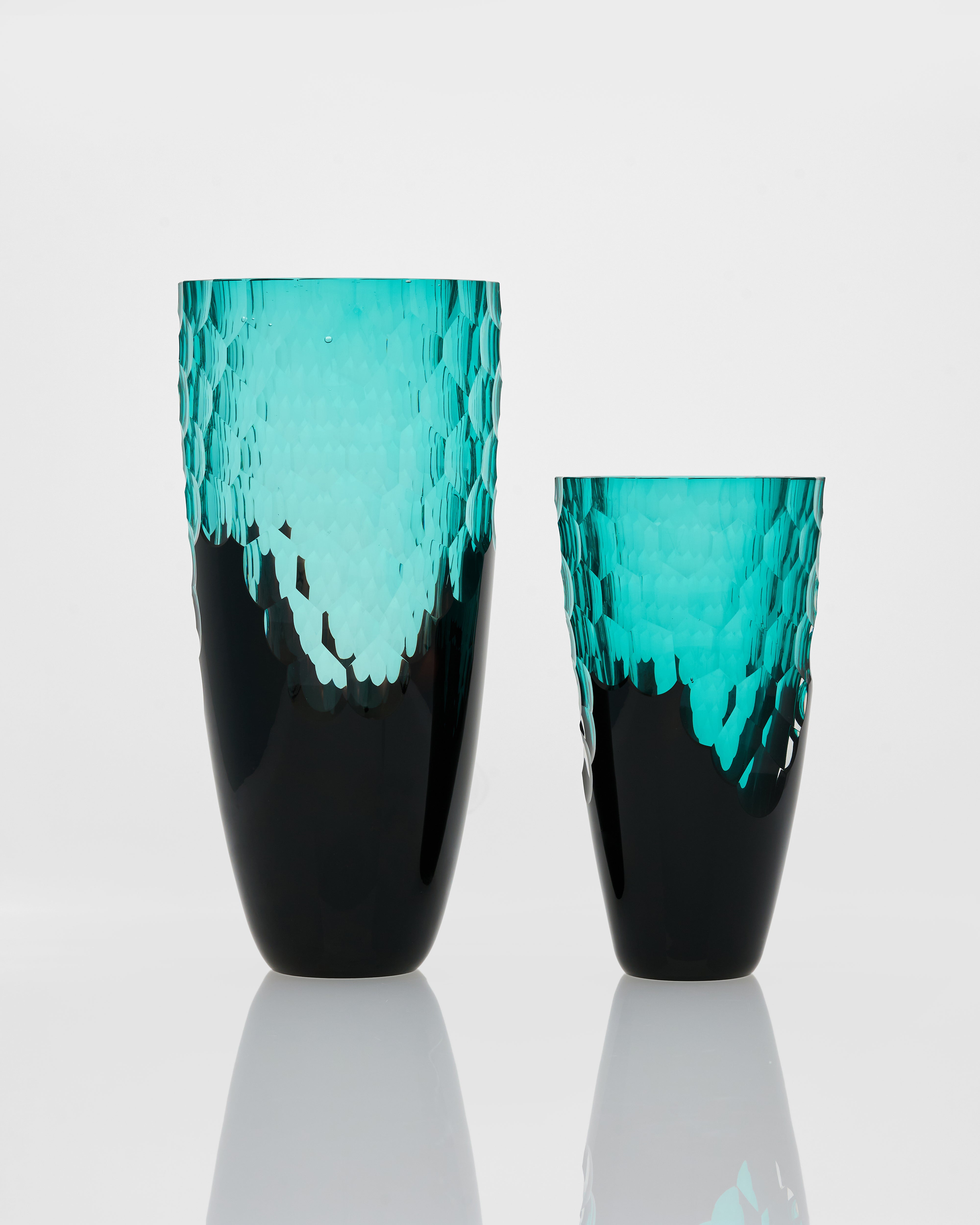 Cyan crystal glass edge vase styled as luxury accent for modern and elegant interior décor