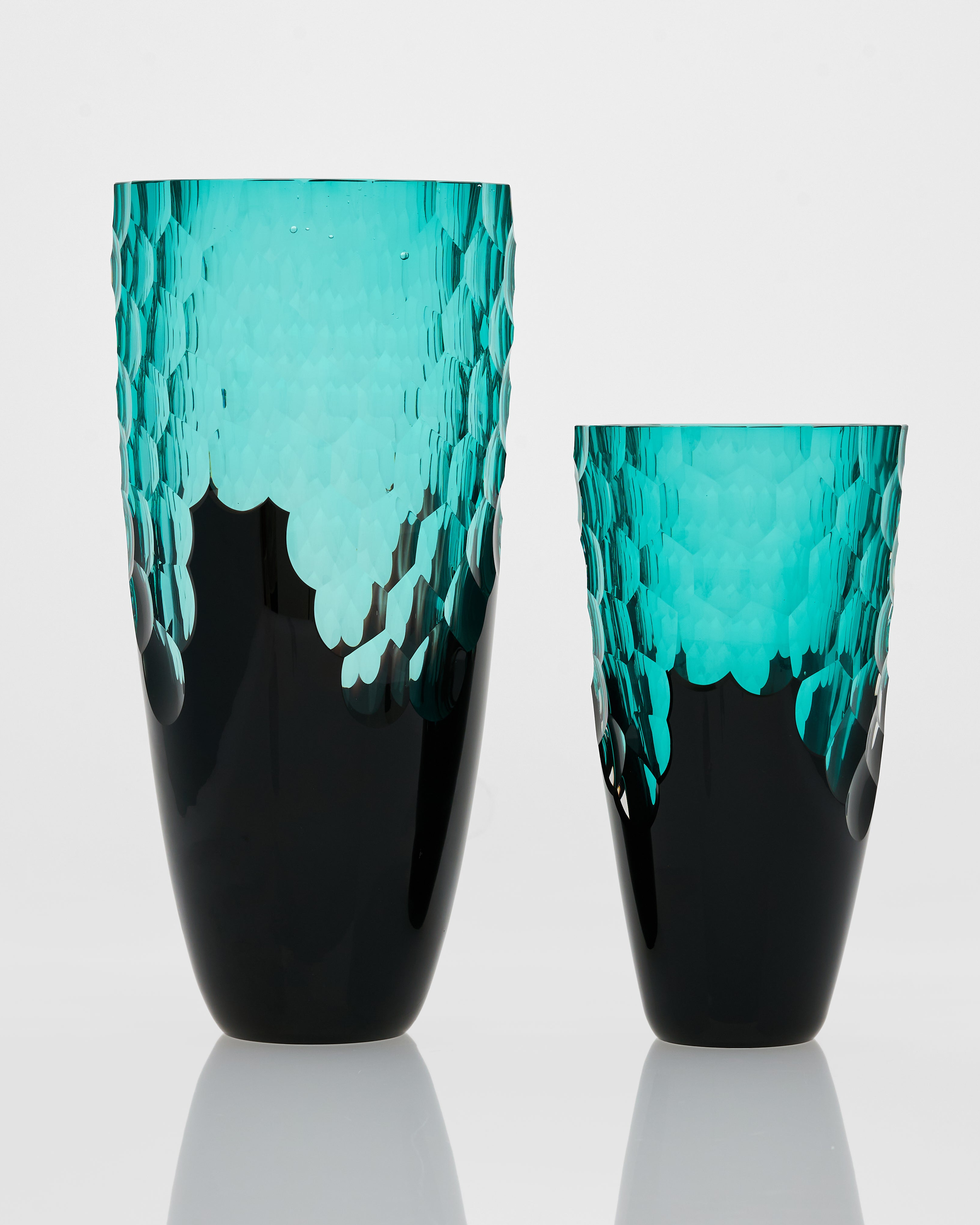 Cyan crystal glass edge vase luxury home accent featuring elegant cyan glass with refined edge detailing