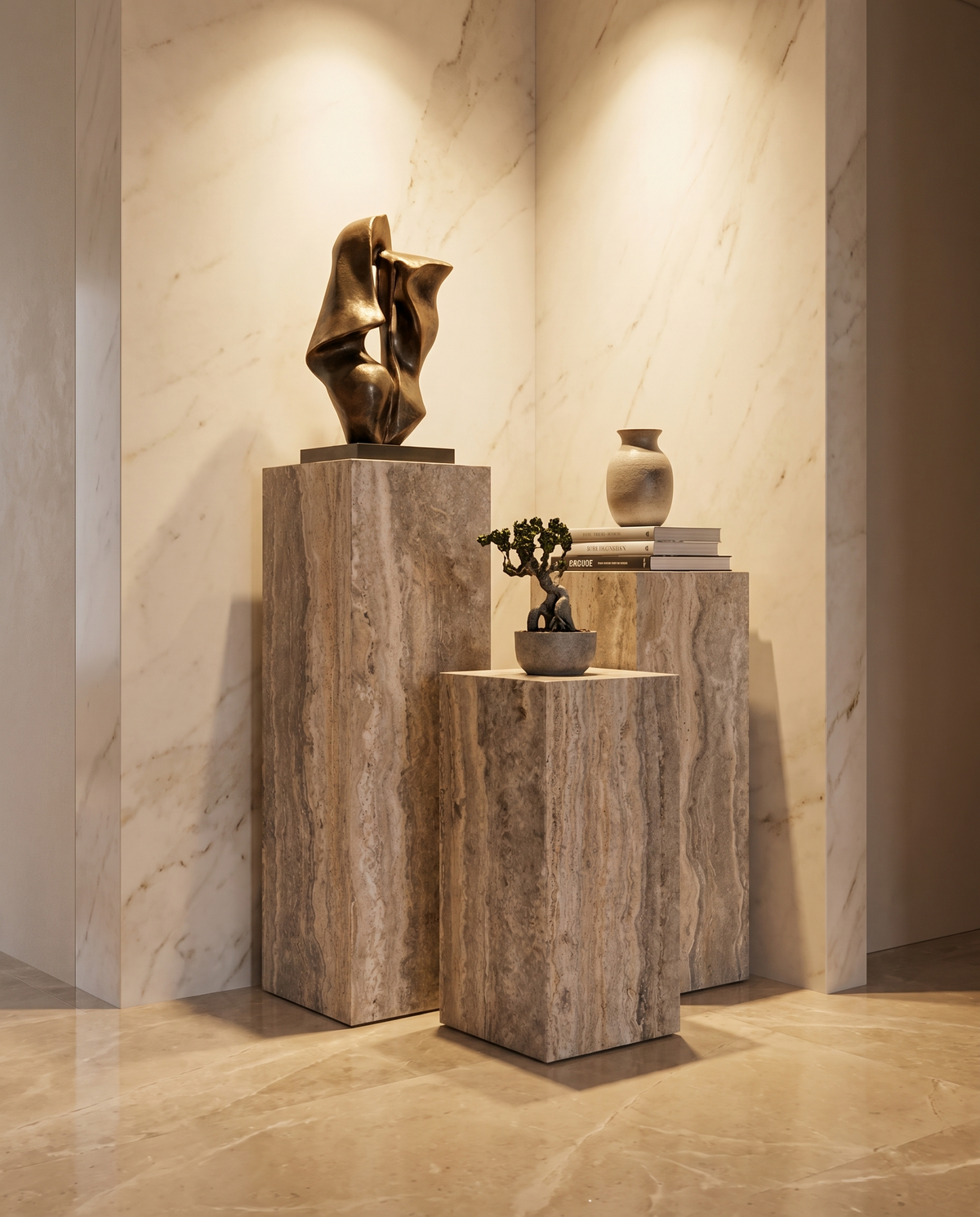 The Monolith Trio Pedestals - Textured Griege
